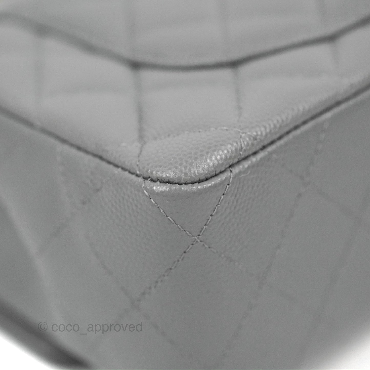 Chanel Small Classic Quilted Flap Grey Caviar Gold Hardware 20C