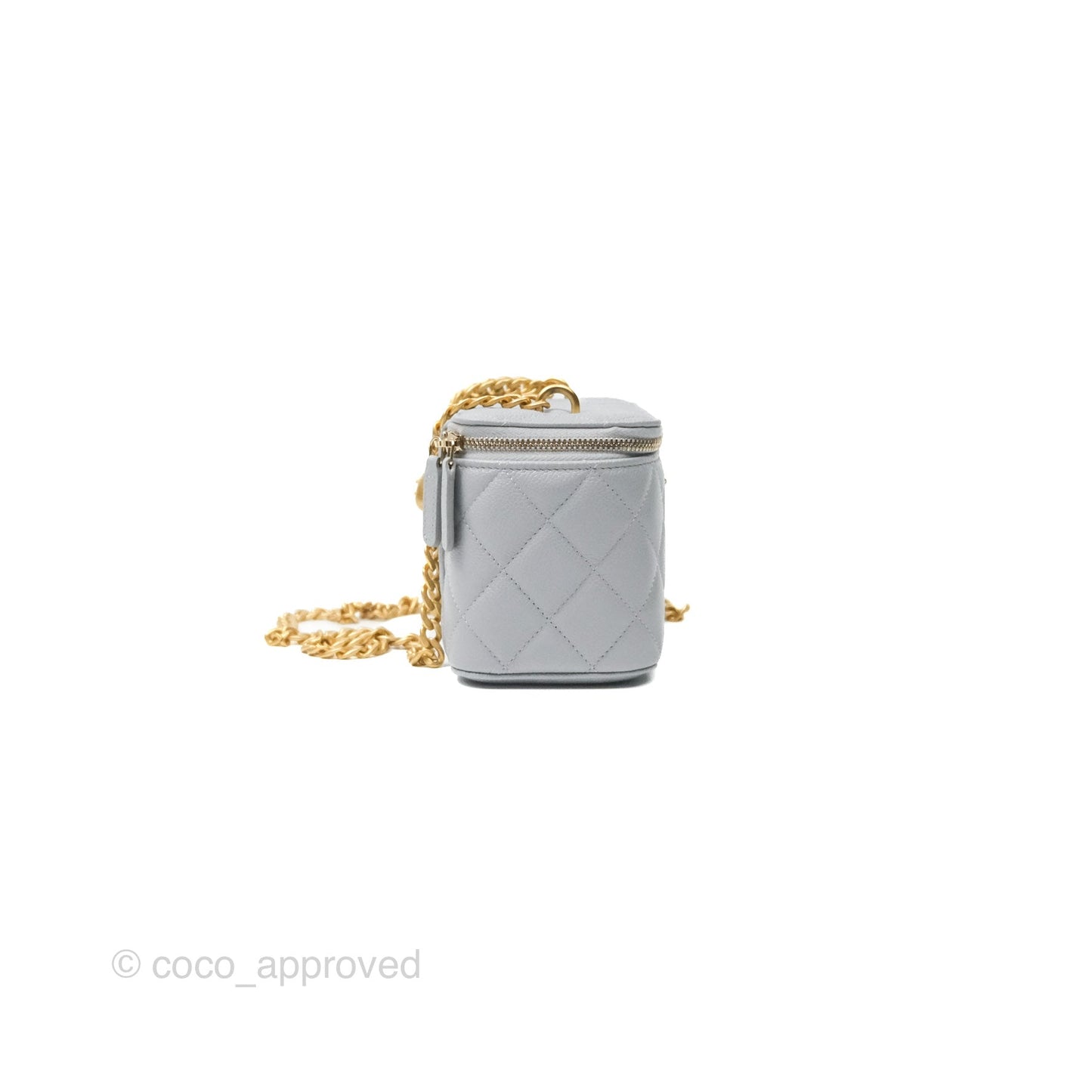 Chanel Vanity with Heart Adjustable Chain Grey Caviar Aged Gold Hardware