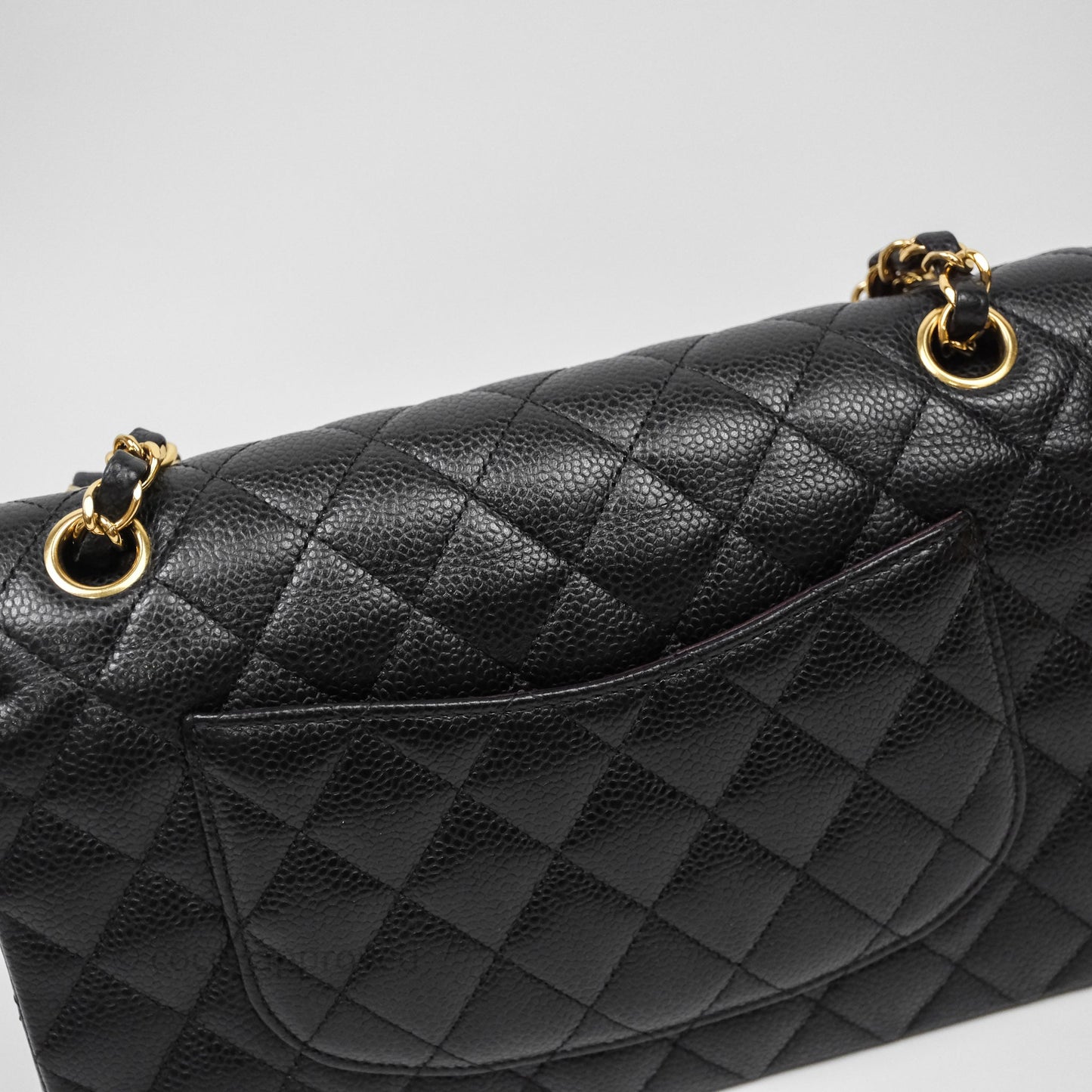 Chanel Classic M/L Medium Flap Quilted Black Caviar Gold Hardware