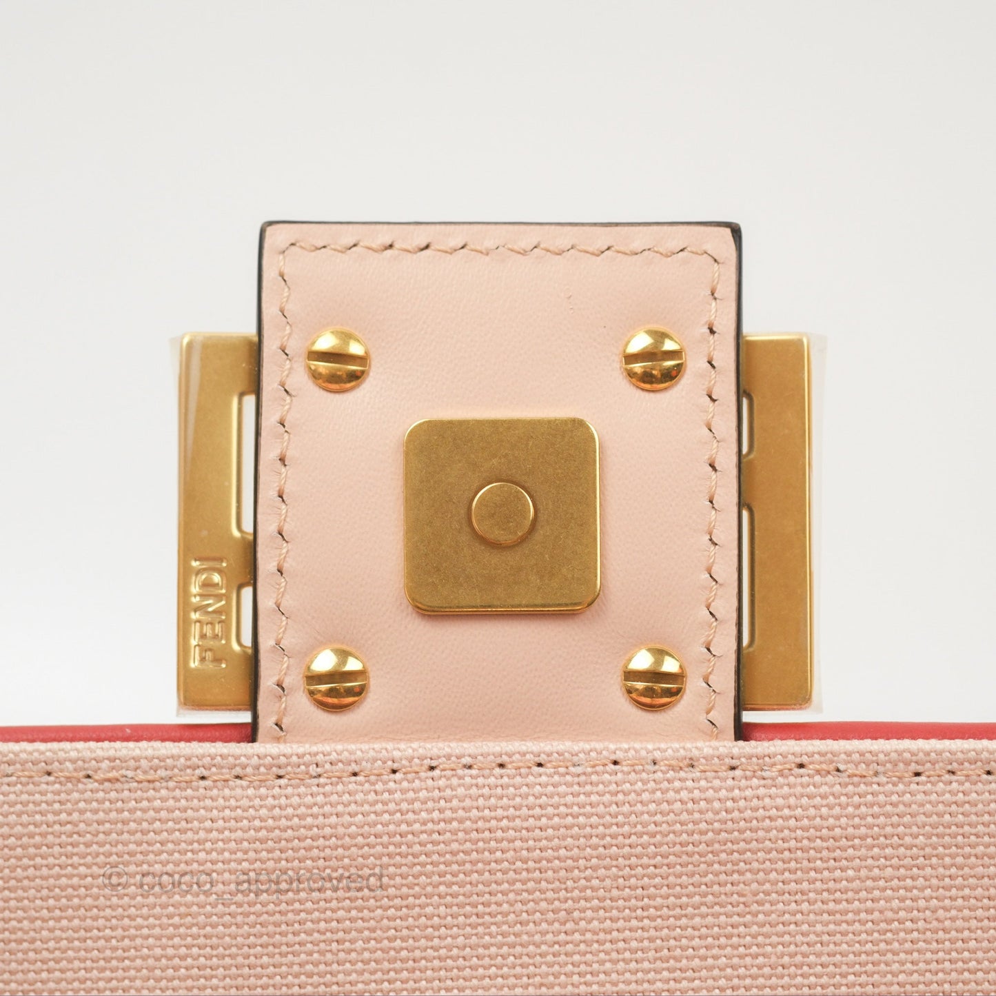 Fendi Medium Baguette Bag FF Embroidered Pink Canvas Gold Hardware