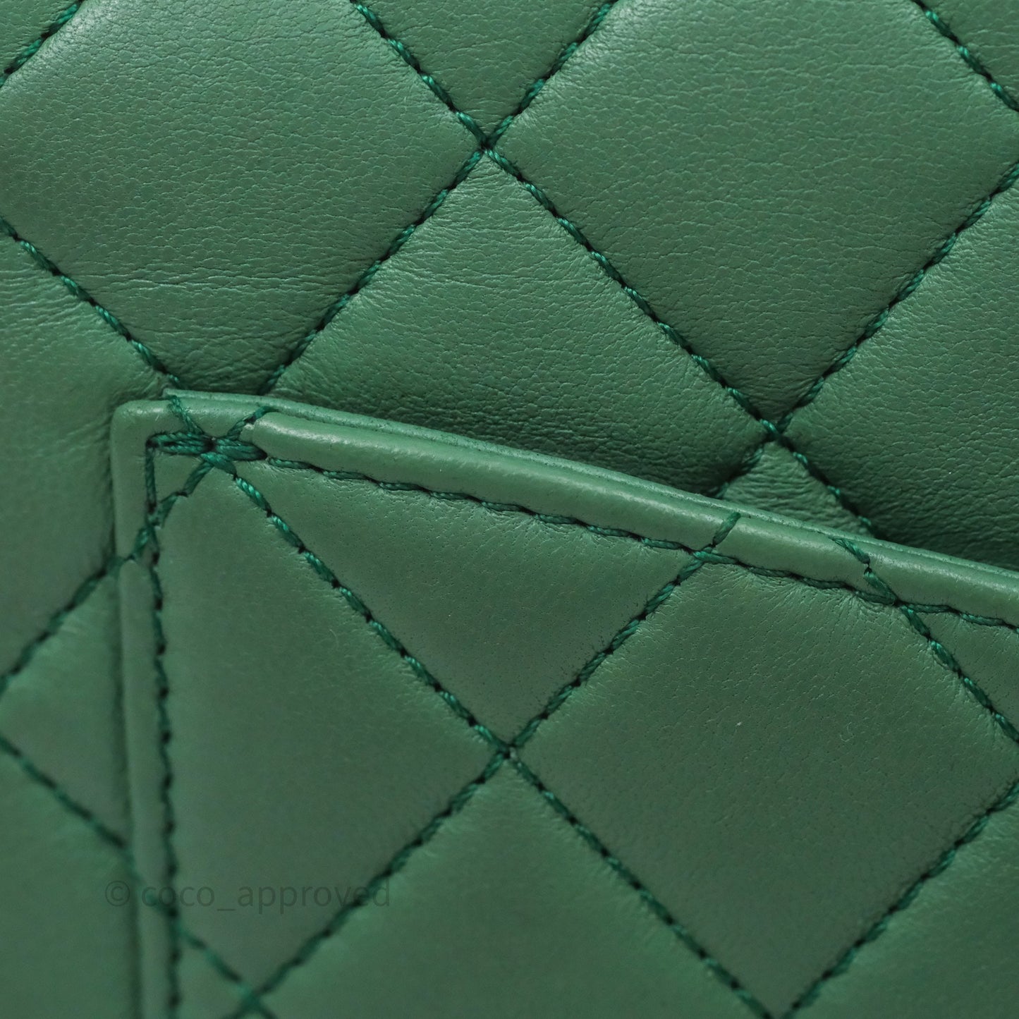 Chanel Pearl Crush Mini Square Quilted Green Lambskin Aged Gold Hardware