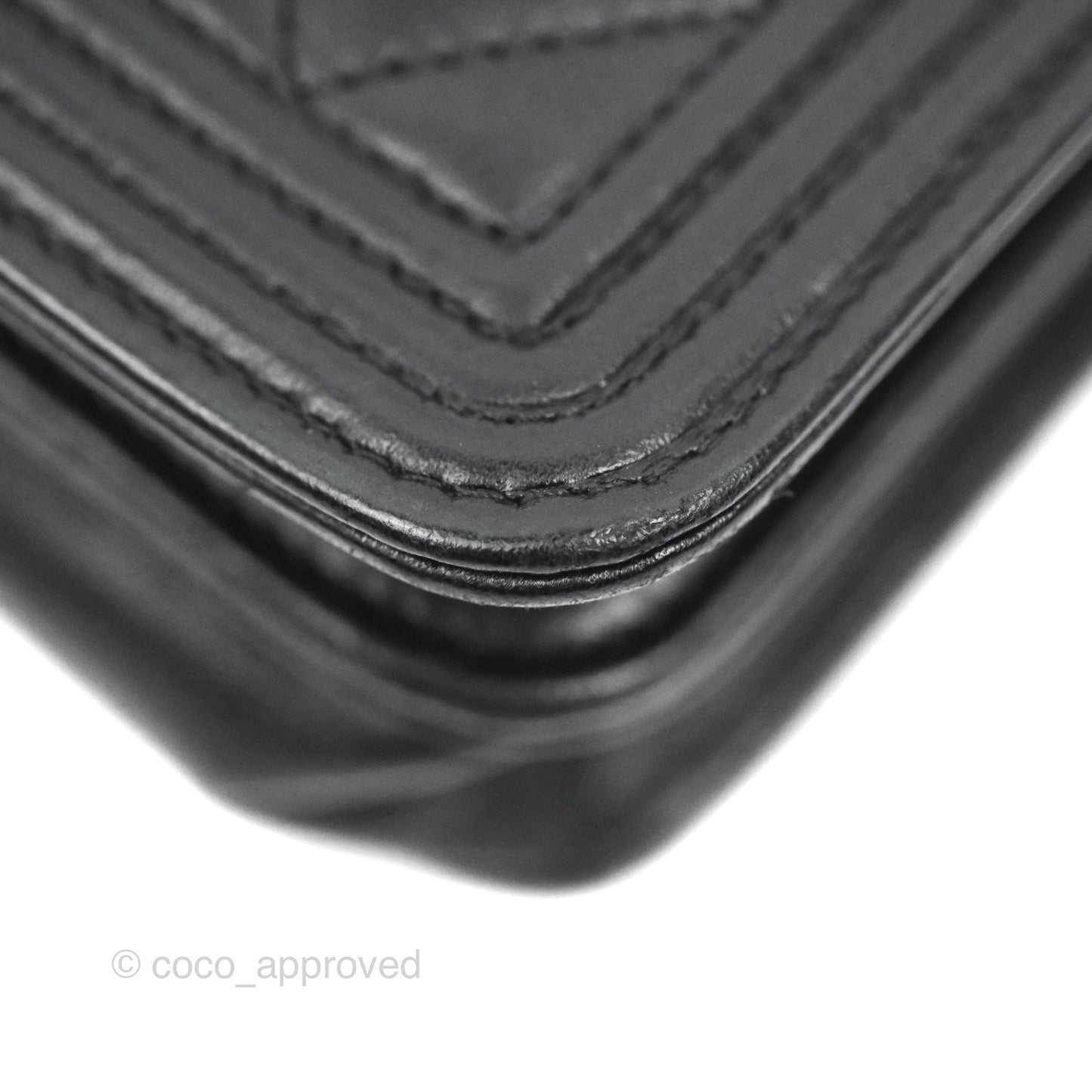 Chanel Quilted Boy Wallet on Chain WOC Black Lambskin Silver Hardware