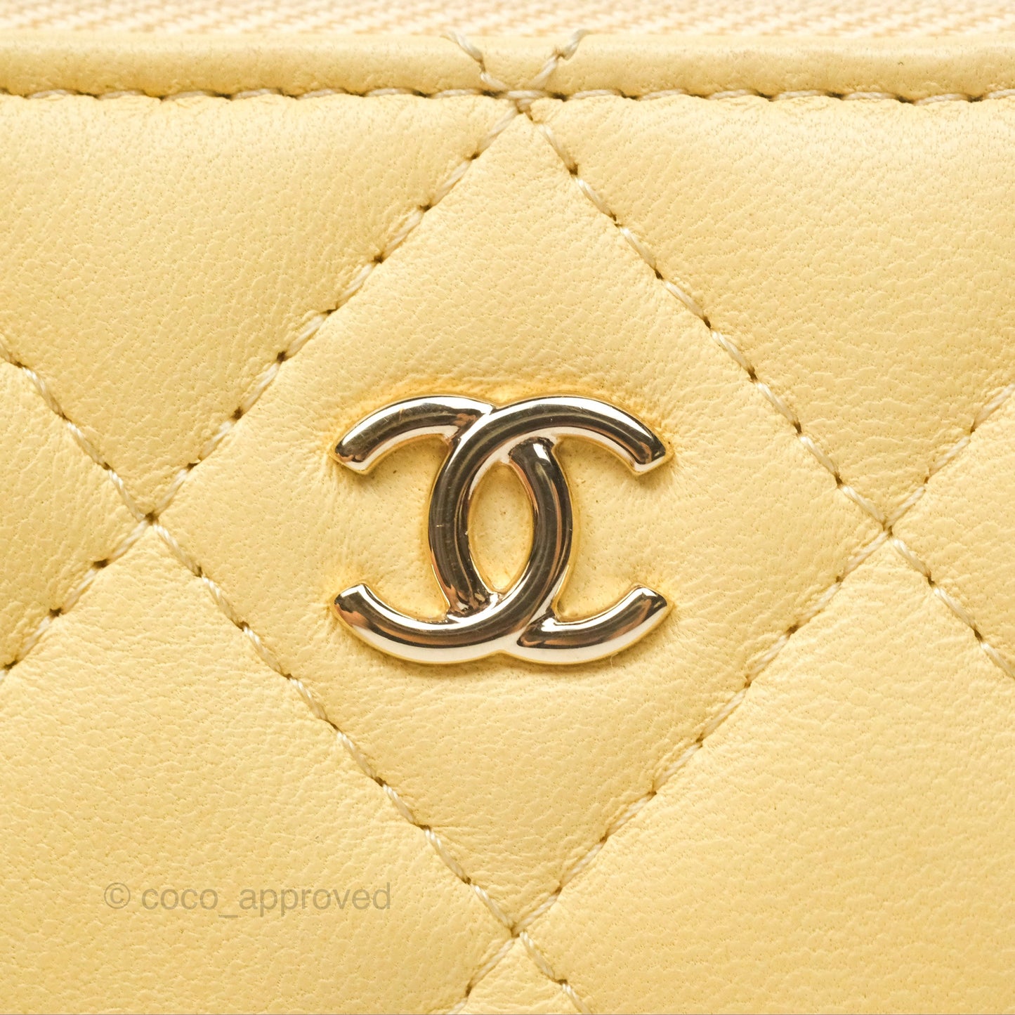 Chanel Quilted Mini O Case Yellow Lambskin Gold Hardware
