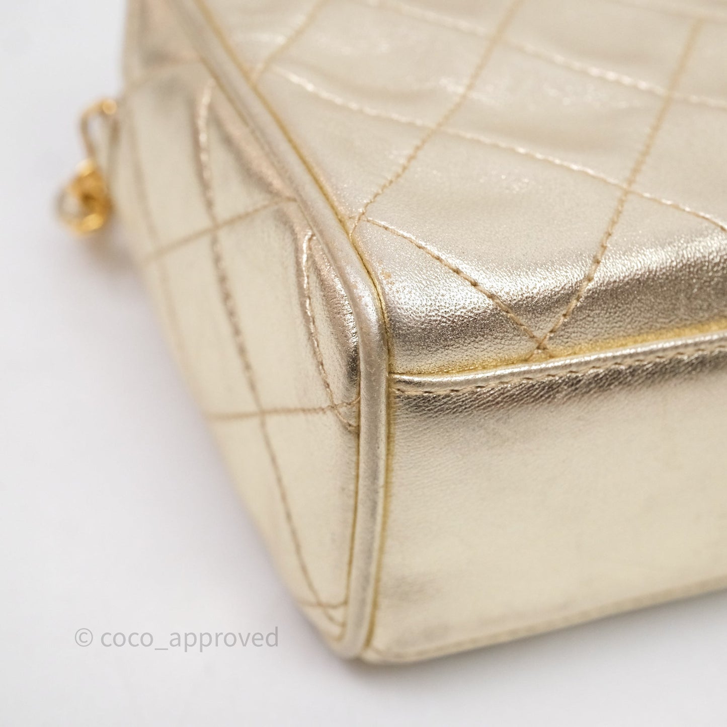 Chanel Vintage Camera Bag Gold Lambskin Gold Hardware