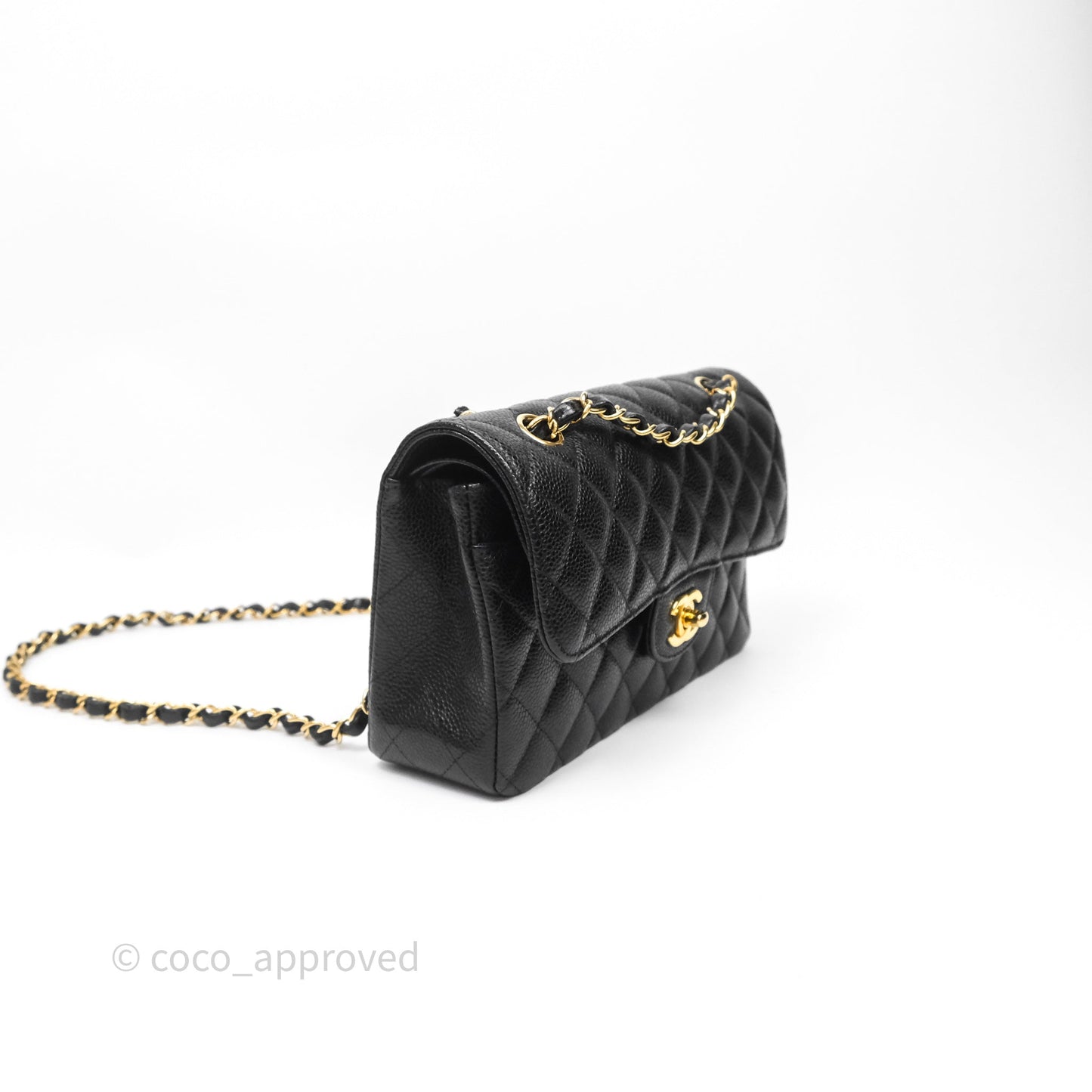 Chanel Small Classic Flap Quilted Black Caviar Gold Hardware