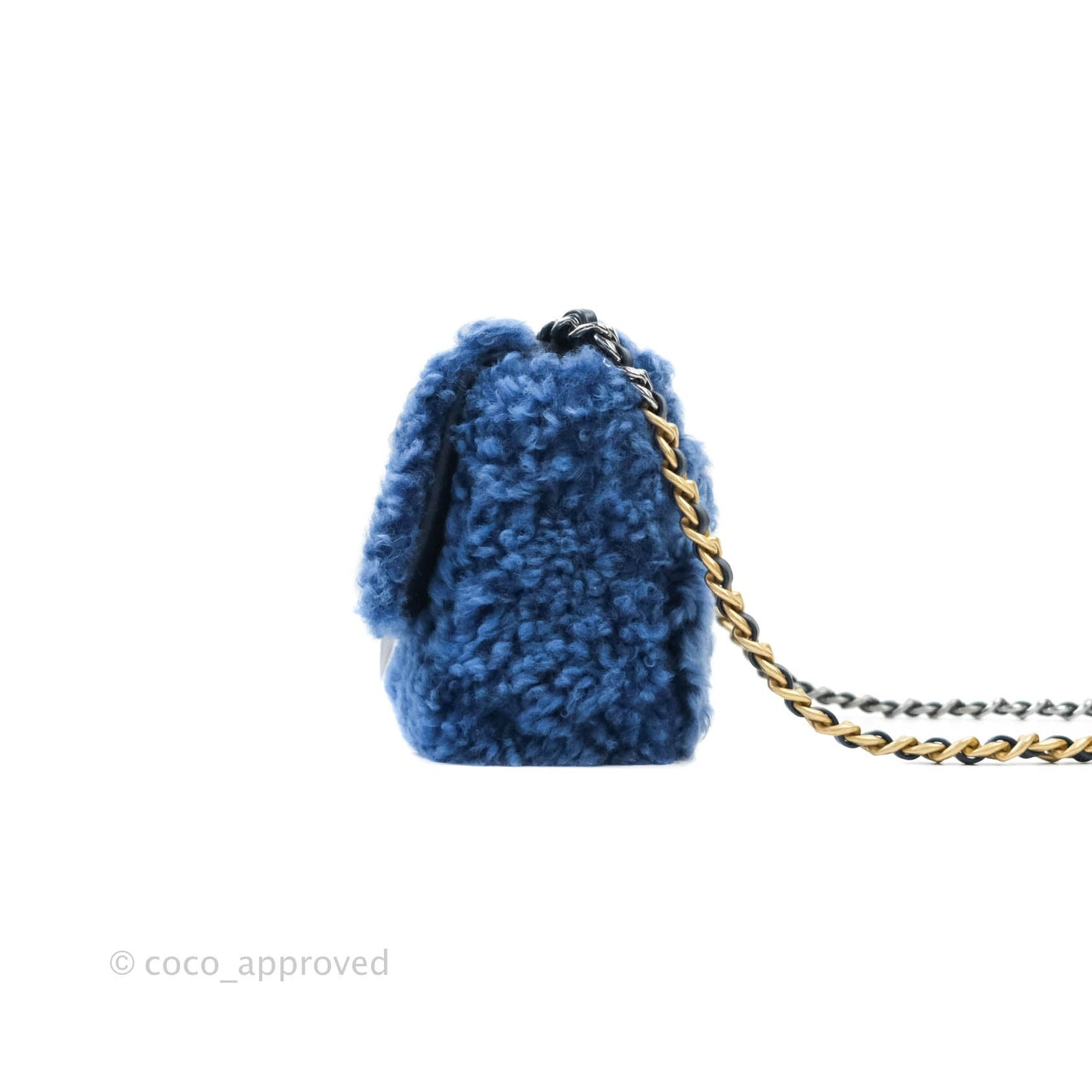 Chanel 19 Medium Shearling Blue Mixed Hardware 20A