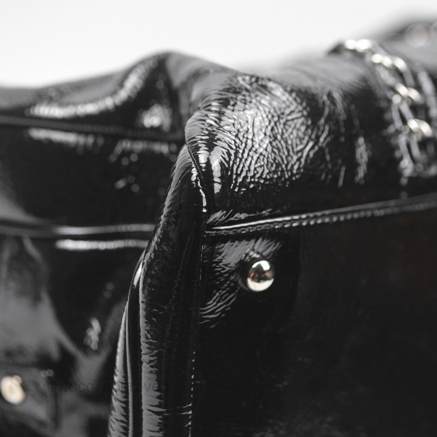 Chanel Bowling Tote Bag Black Glazed Calfskin Silver Hardware