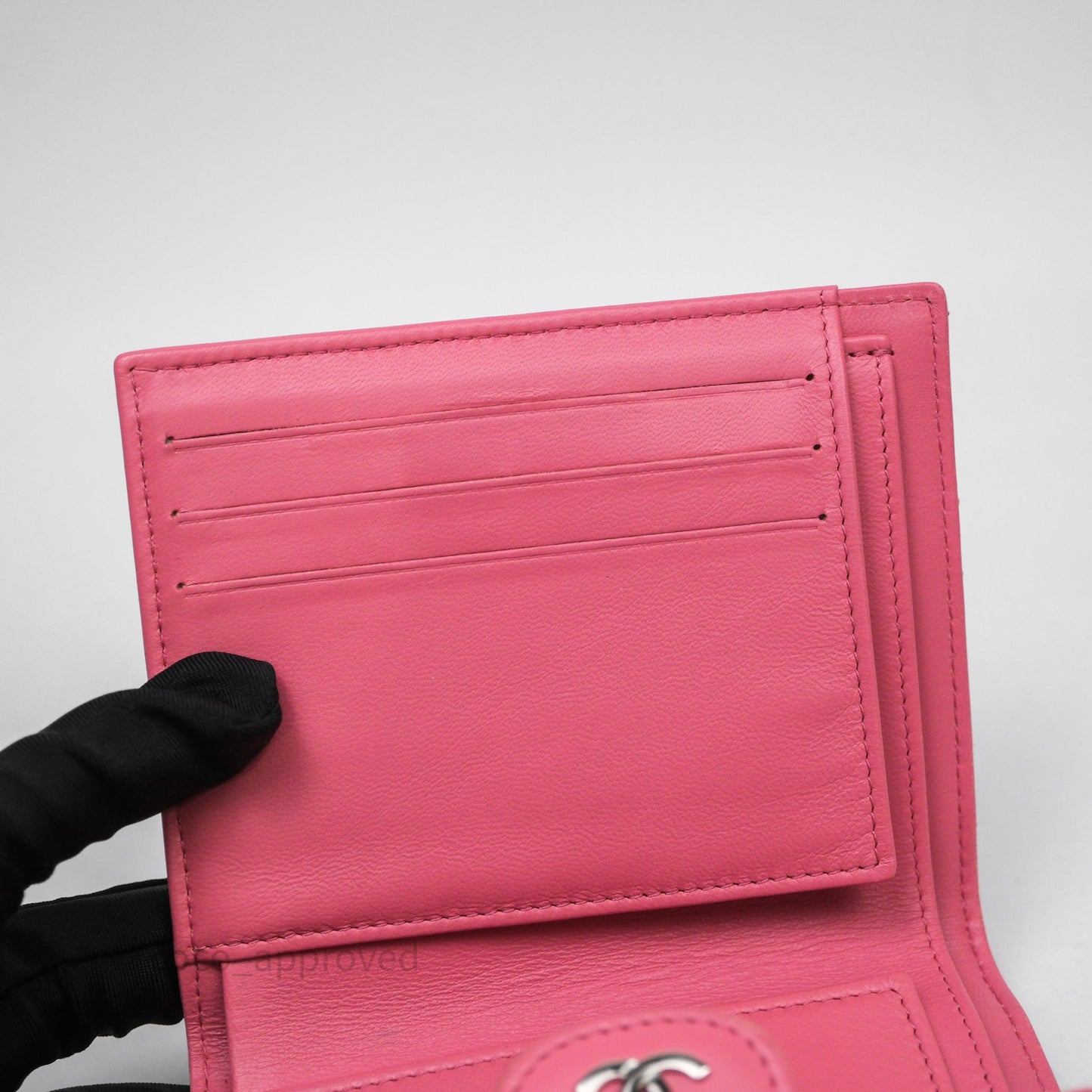 Chanel Classic Flap Wallet Pink Lambskin Silver Hardware