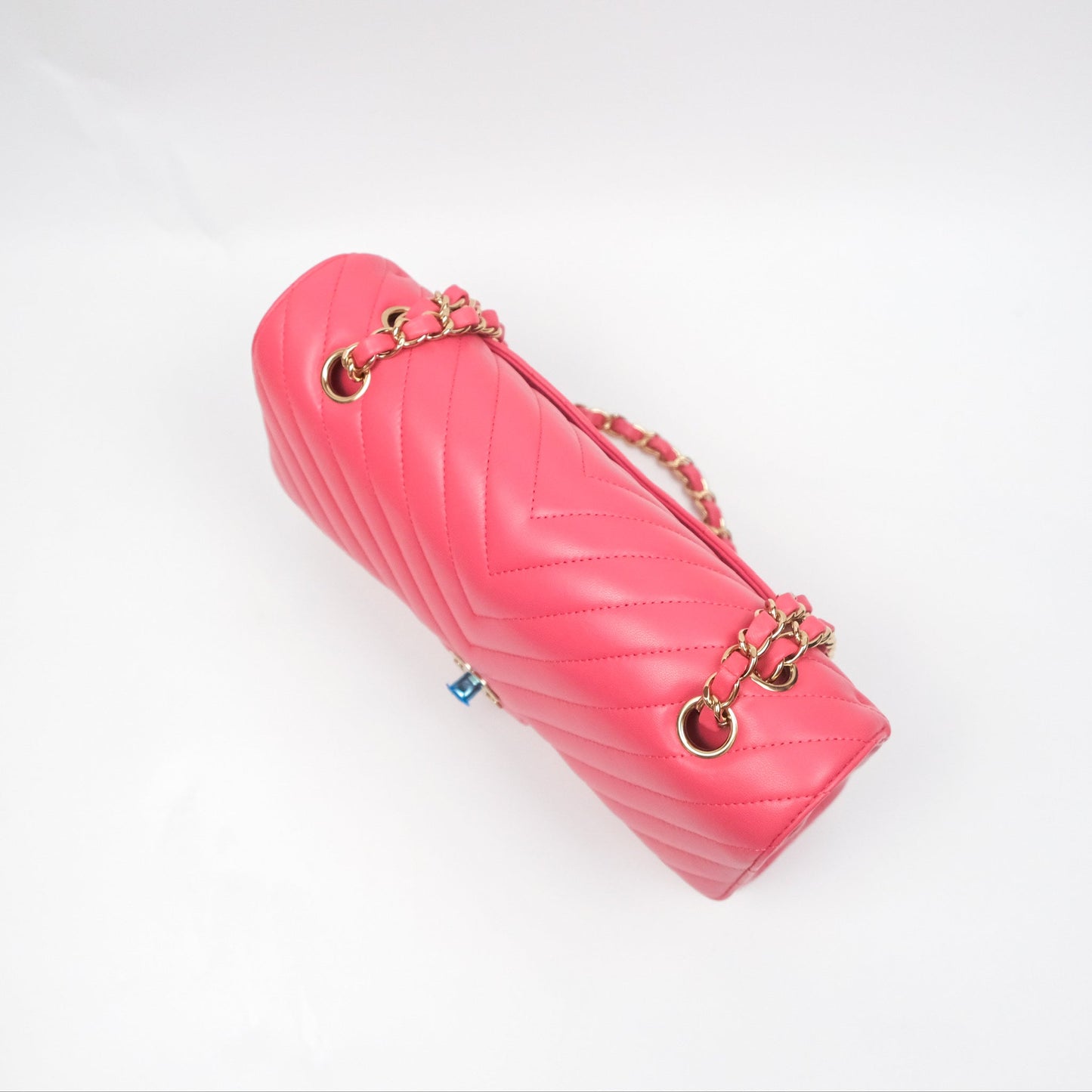Chanel Medium Classic Flap Chevron Pink Lambskin Gold Hardware