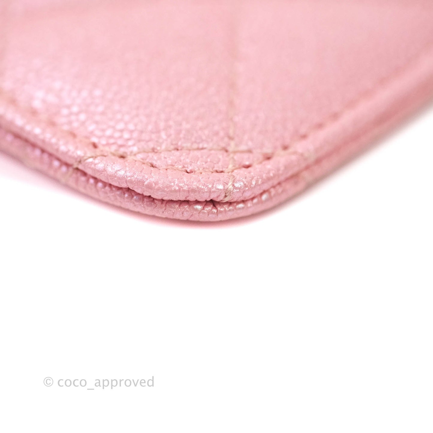 Chanel Classic Flat Iridescent Pink Caviar Wallet Pouch Gold Hardware 19S