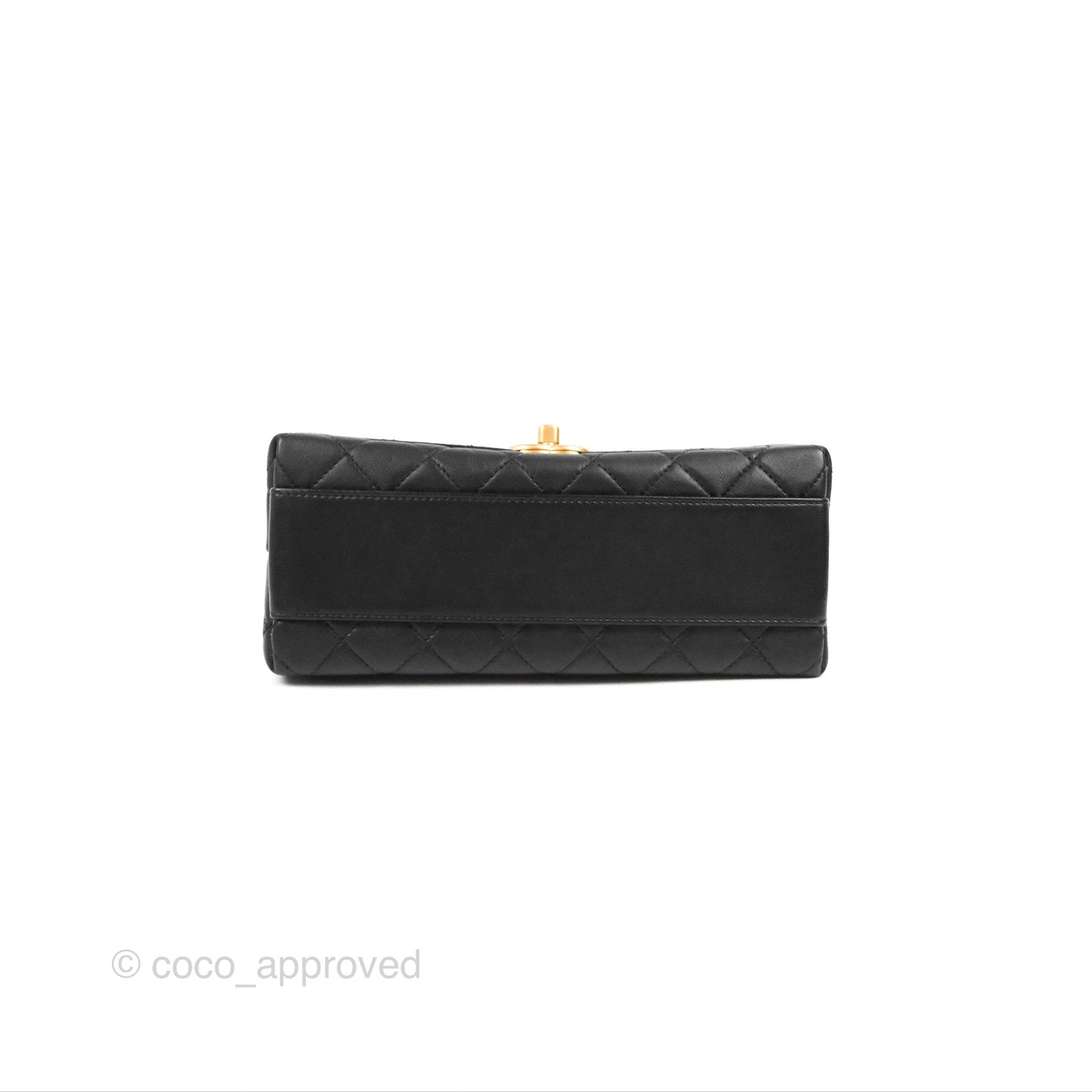 Chanel La Parisienne Top Handle Flap Bag Black Lambskin Aged Gold Hardware