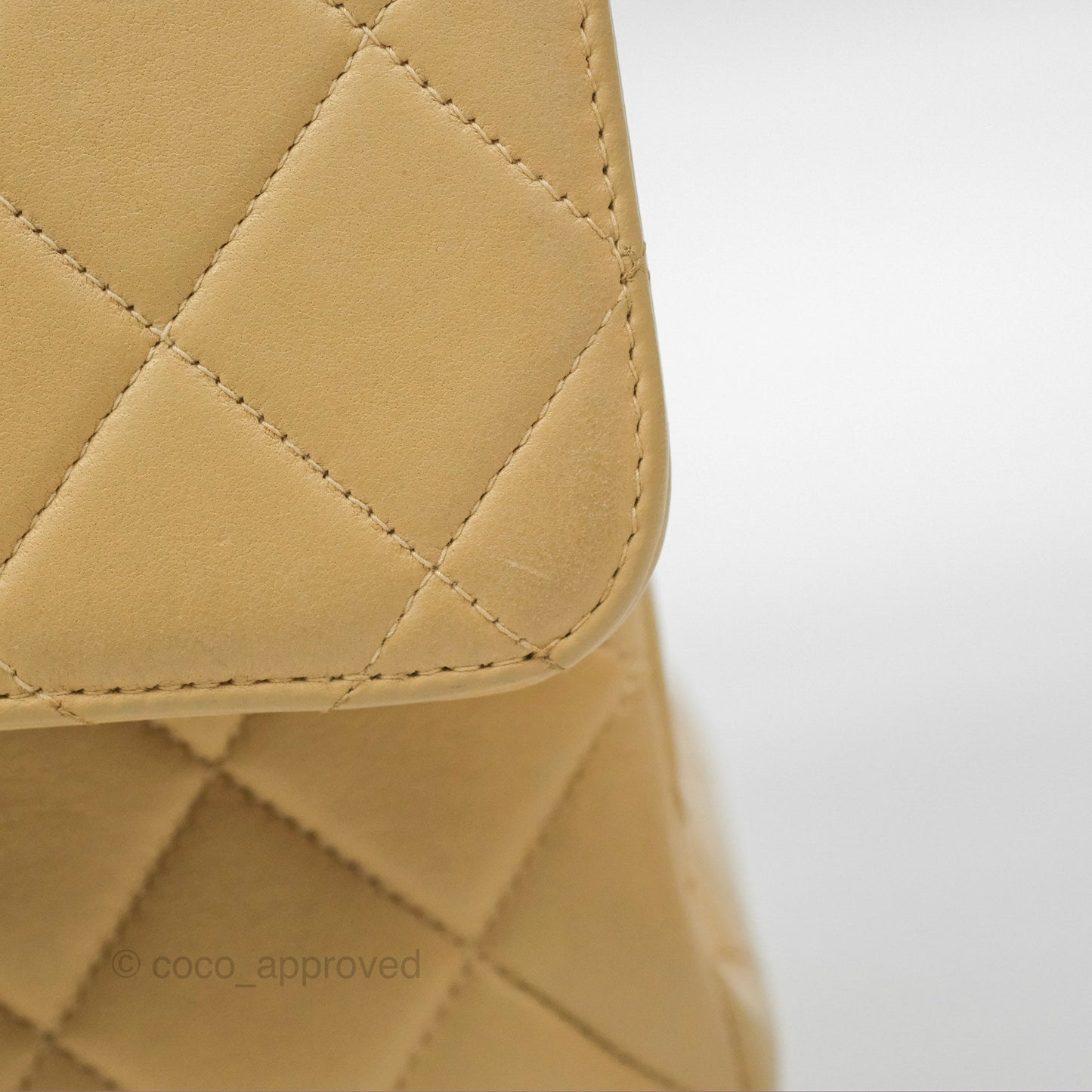 Chanel Vintage Double Sided Flap Bag Quilted Beige Lambskin Gold Hardware