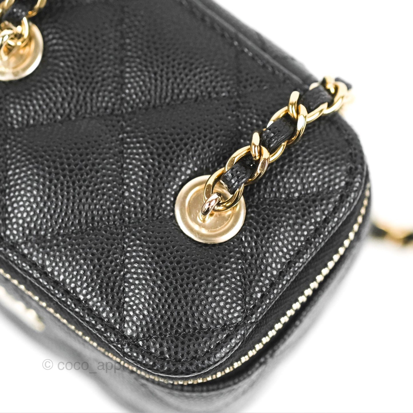 Chanel Mini Vanity With Chain Black Caviar Gold Hardware
