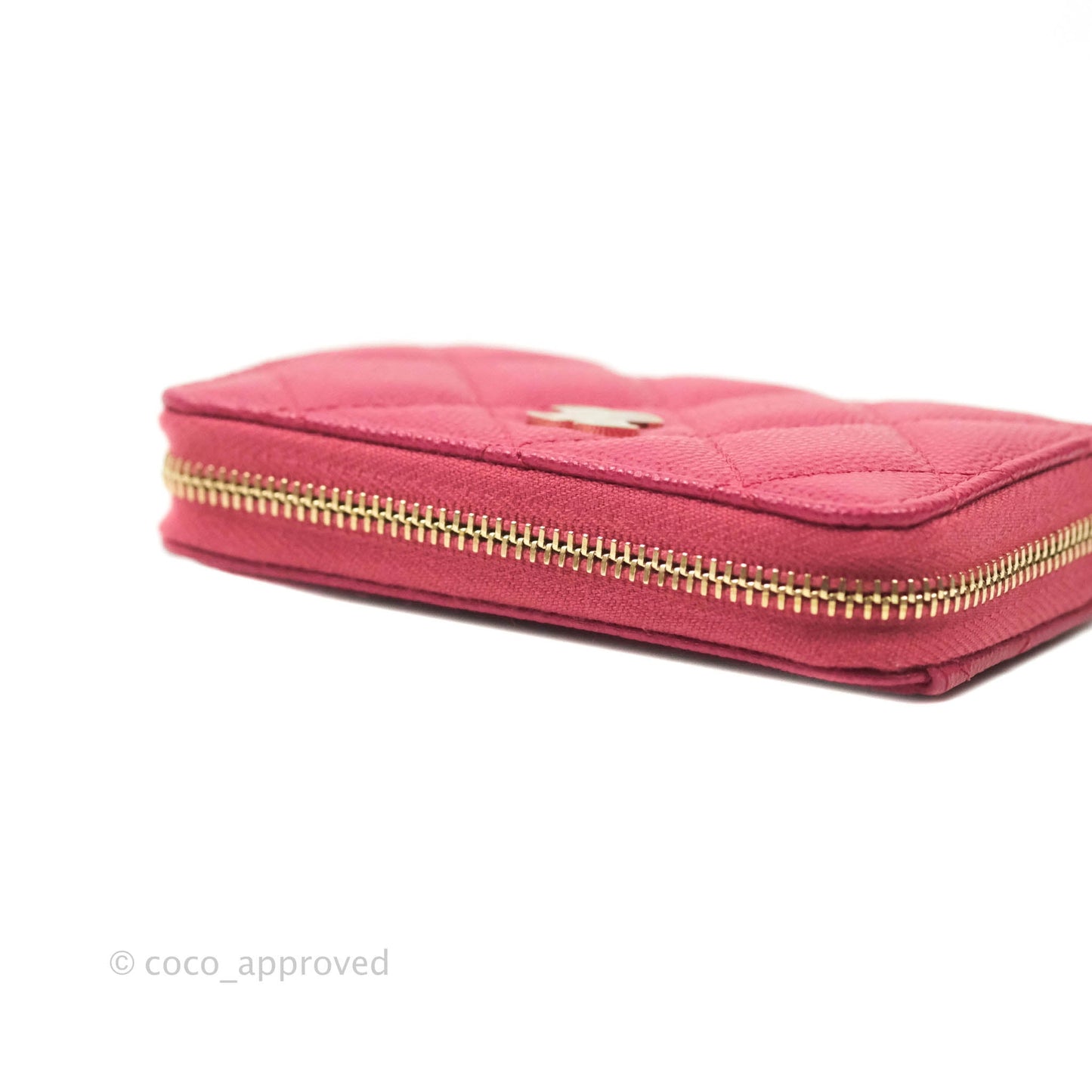 Chanel Classic Zipped Coin Purse Rosy Red Caviar Gold Hardware 21A
