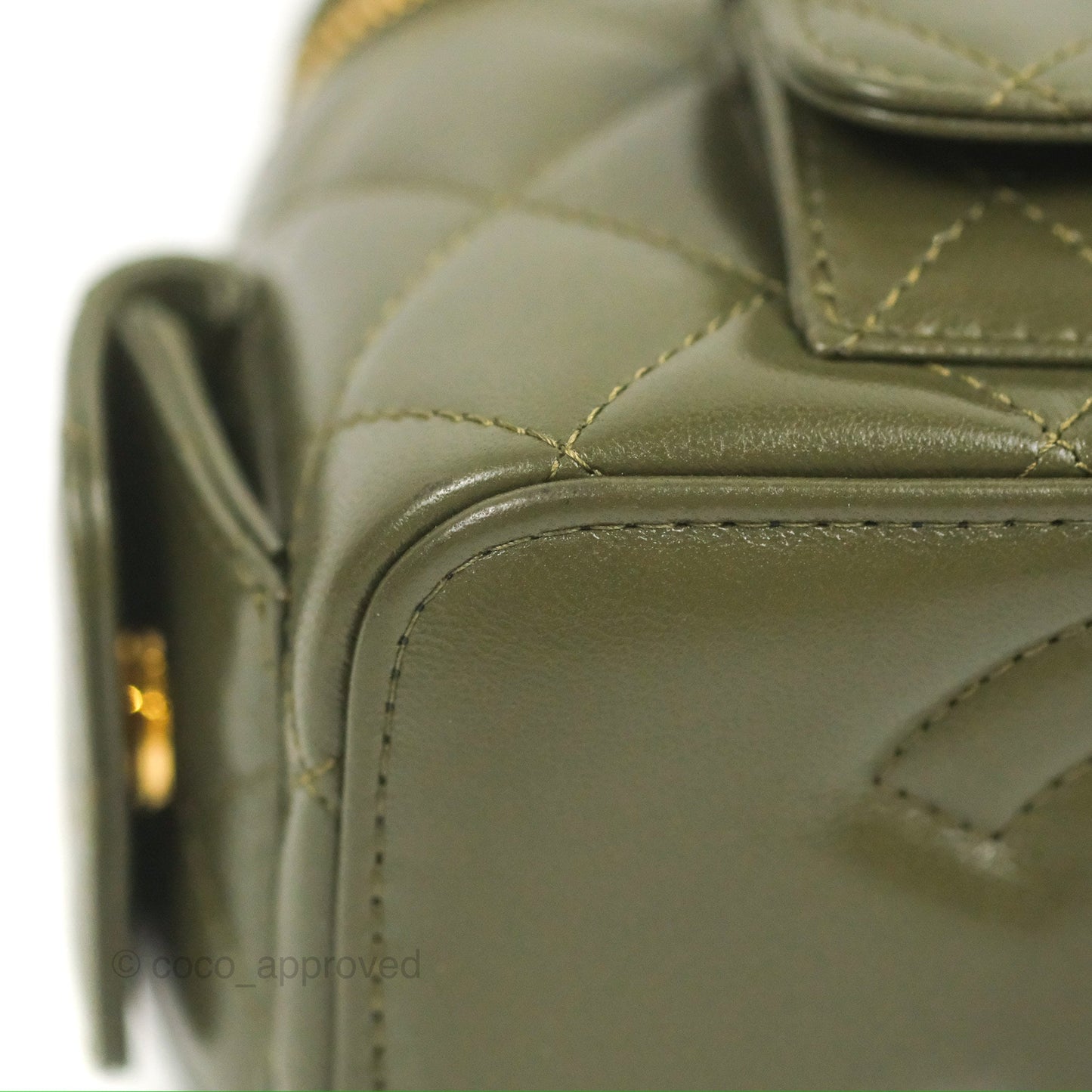 Chanel Cargo Pocket Top Handle Vanity with Chain Khaki Green Lambskin 22K