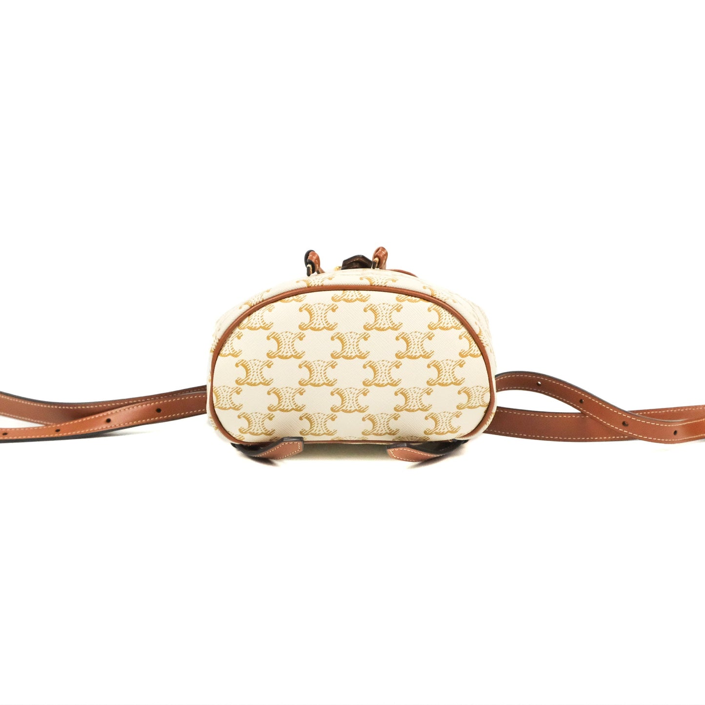 Celine Mini Floco Backpack Triomphe Canvas White Tan Calfskin