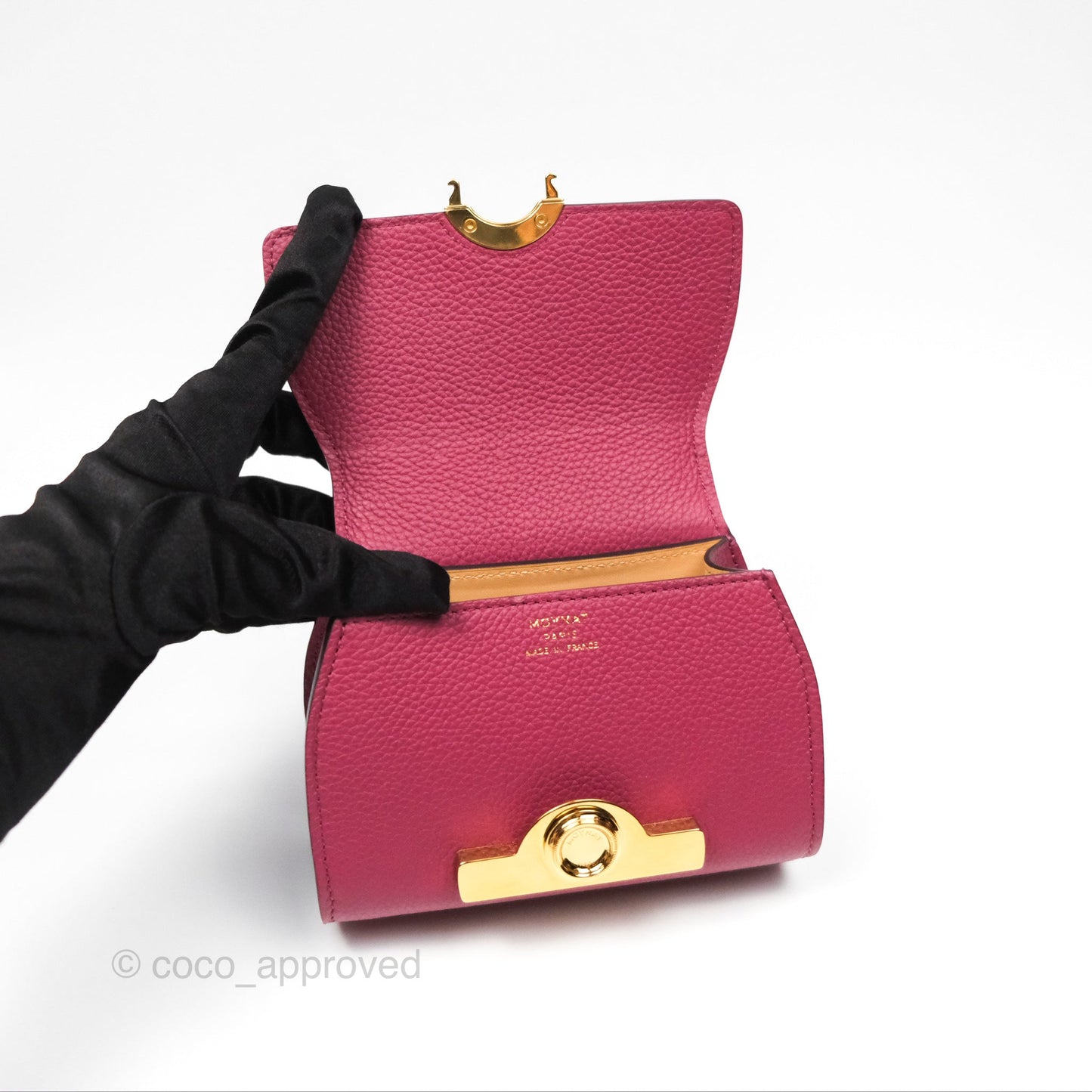 Moynat Réjane Nano Litchi Taurillon Blush Leather