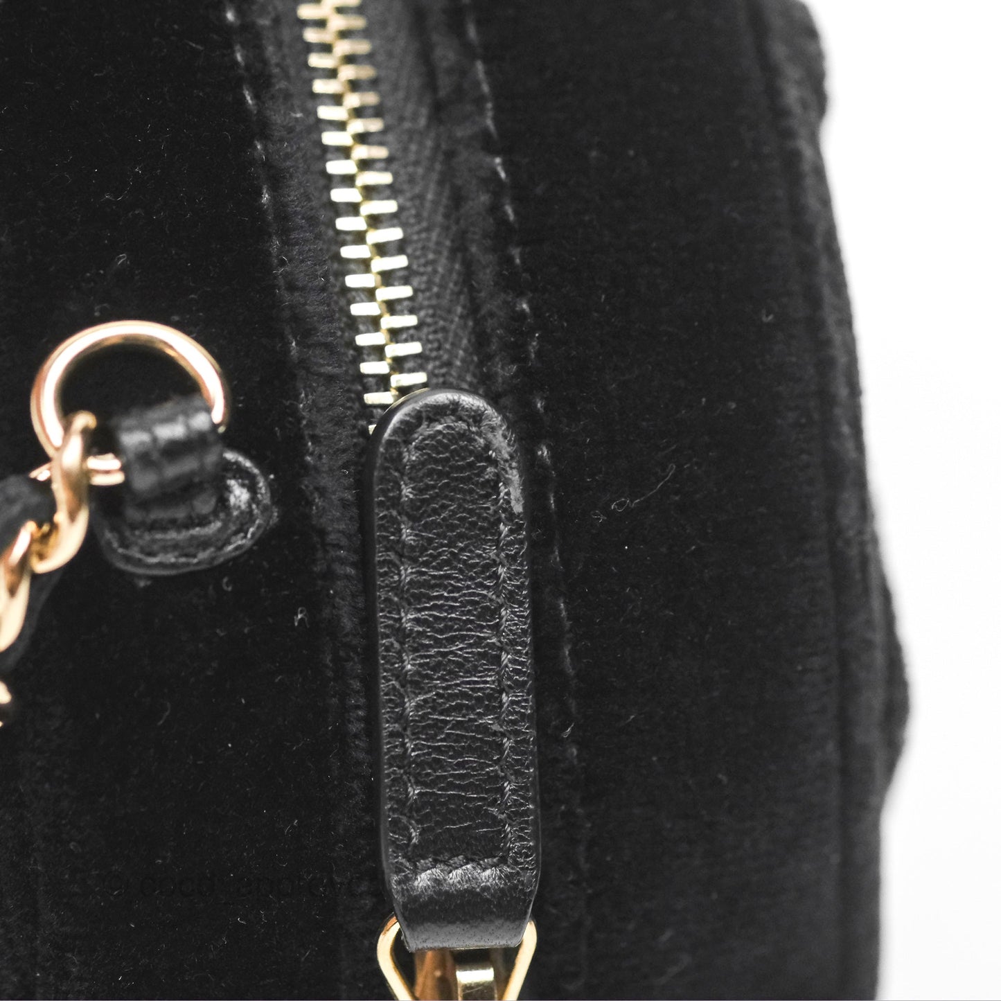 Chanel Quilted Round Clutch With Chain Black Velvet Gold Hardware
