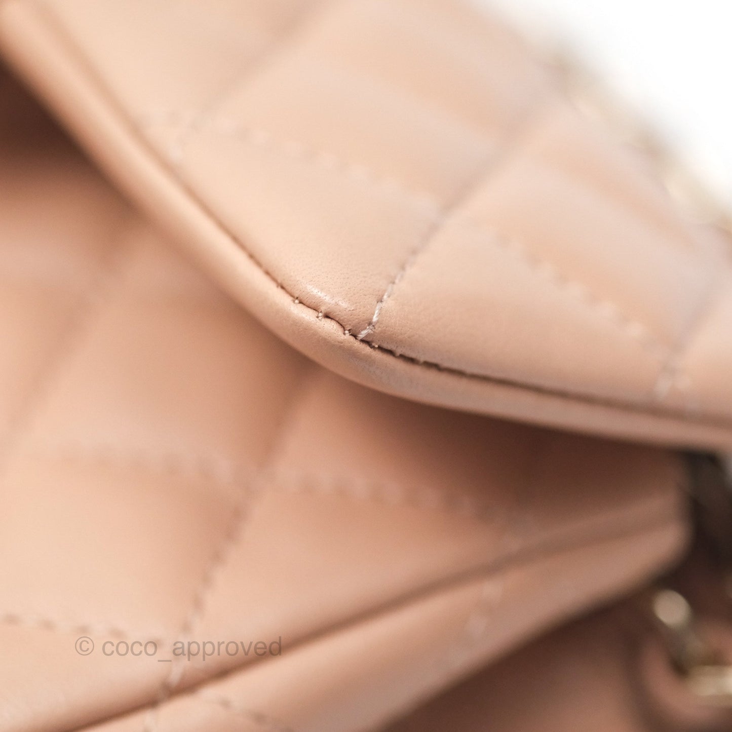 Chanel Quilted Mini Rectangular Flap Beige Lambskin Gold Hardware