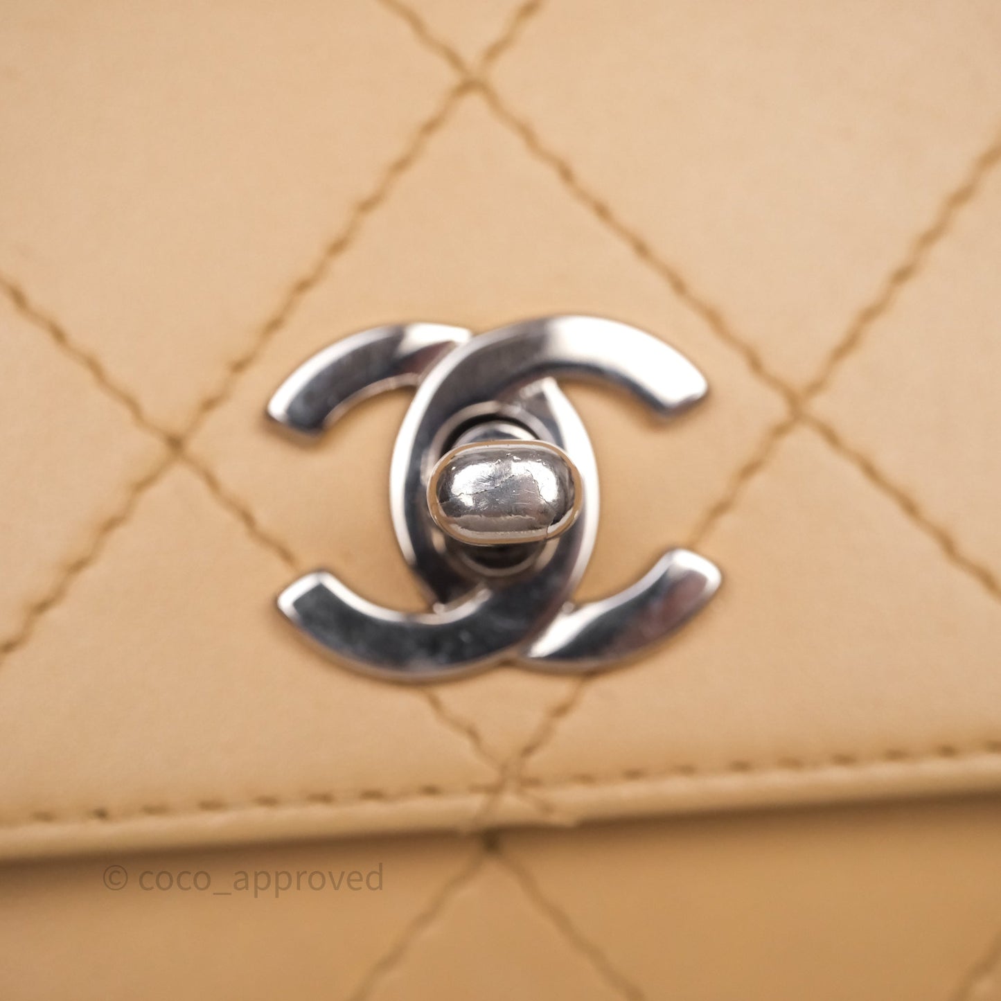 Chanel Vintage Quilted Kelly Shoulder Bag Beige Silver Hardware