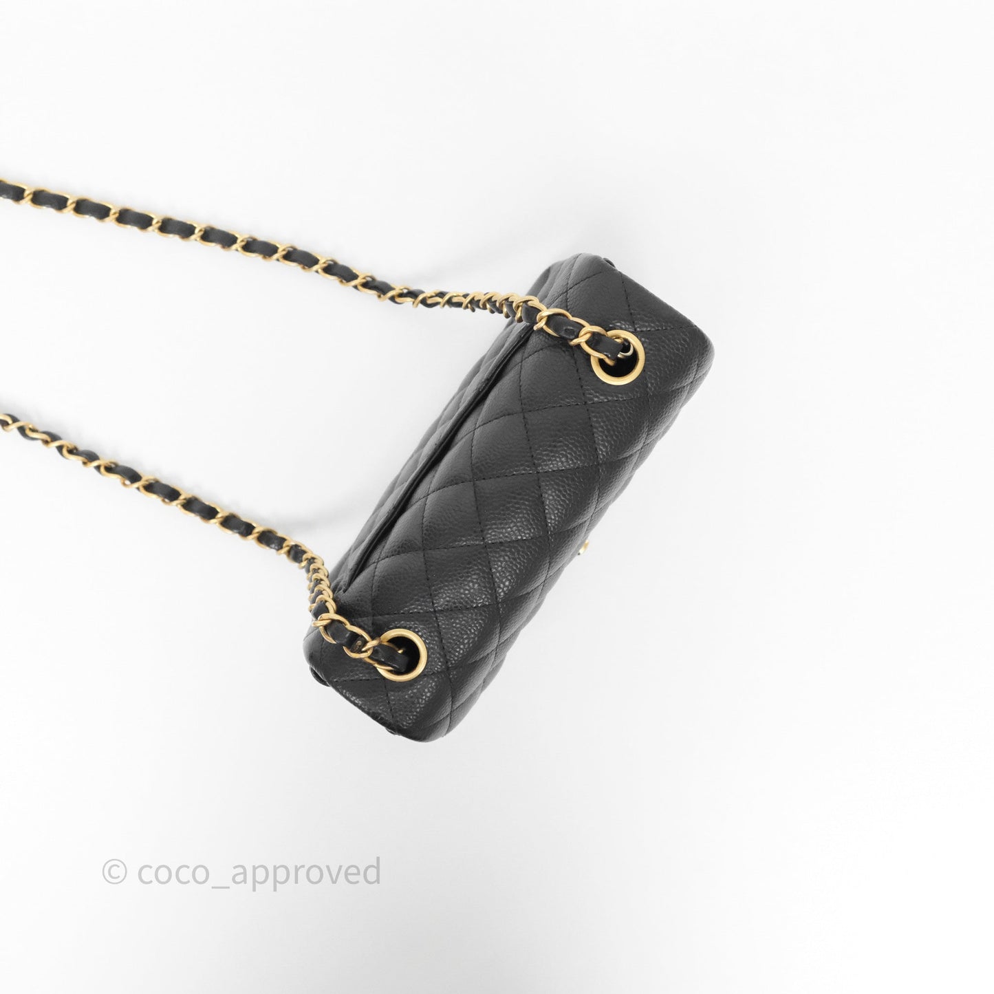 Chanel Mini Rectangular Quilted Black Caviar Aged Gold Hardware