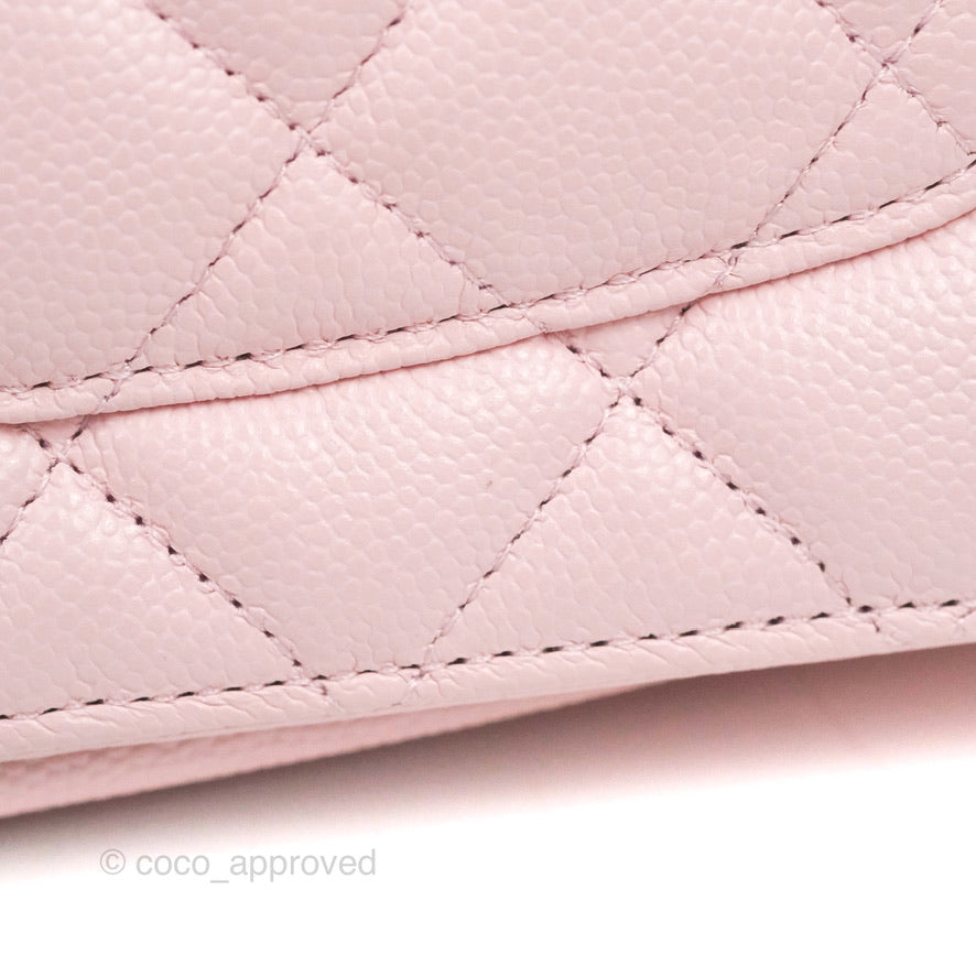 Chanel Quilted Classic Wallet on Chain WOC Pink Caviar Gold Hardware
