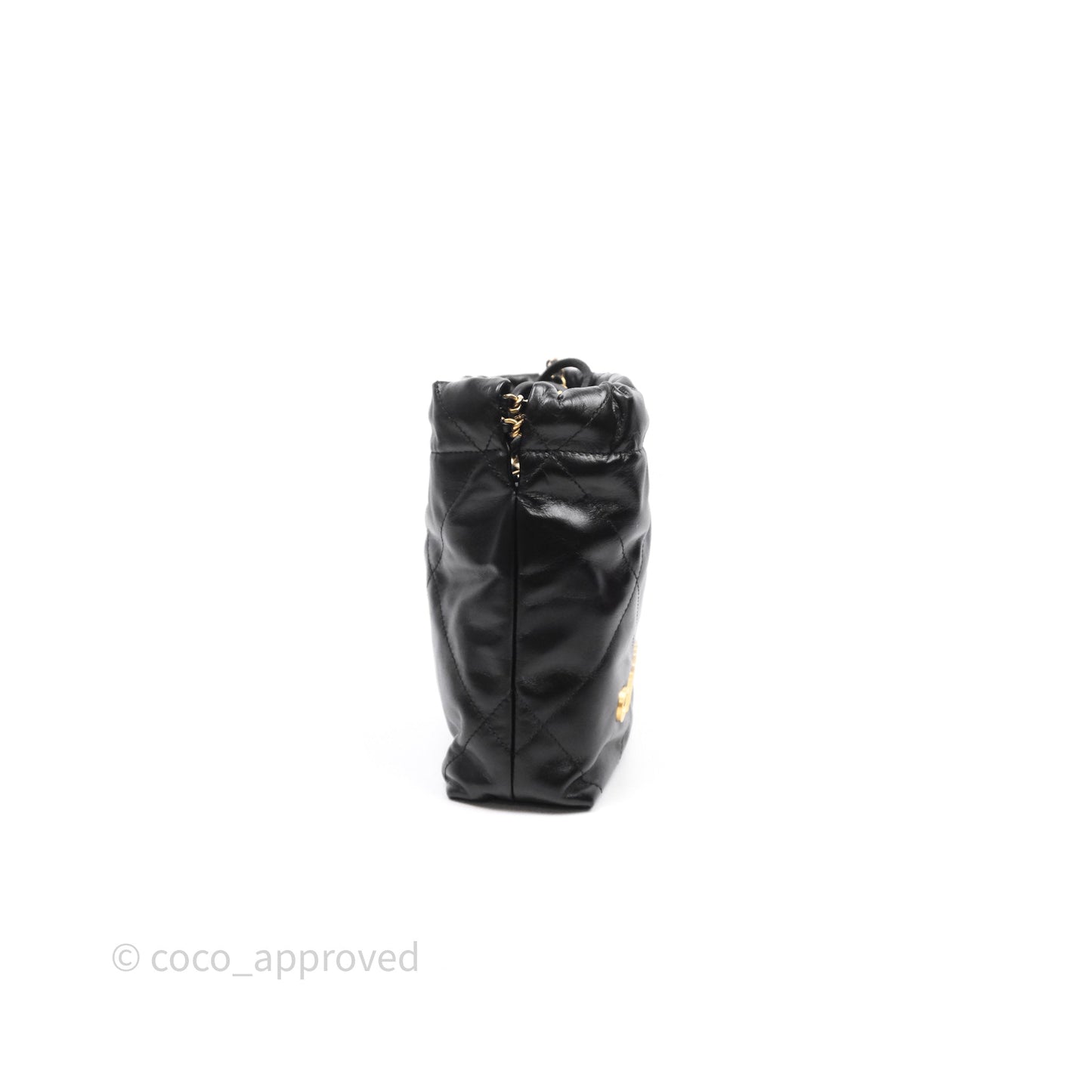 Chanel 22 Mini Bag Black Crumpled Calfskin Aged Gold Hardware