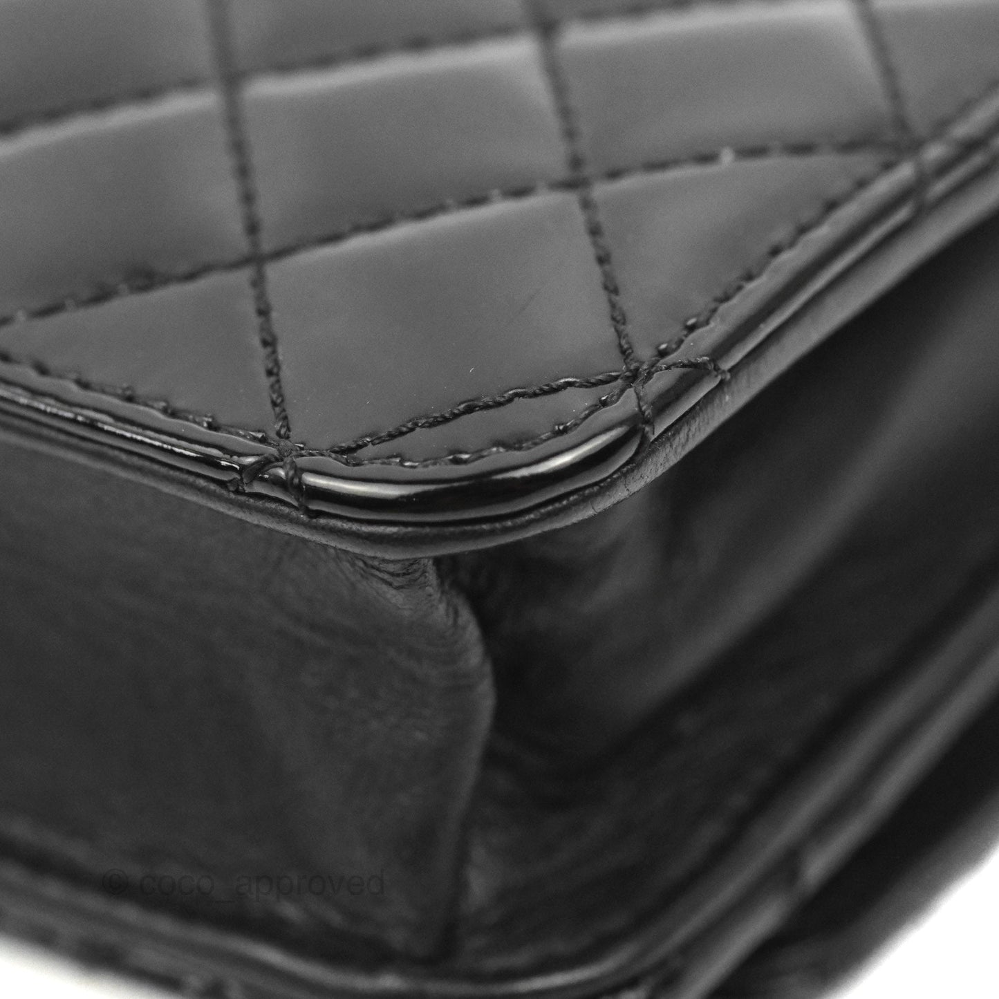 Chanel Golden Class Wallet On Chain WOC Black Patent Gold Hardware