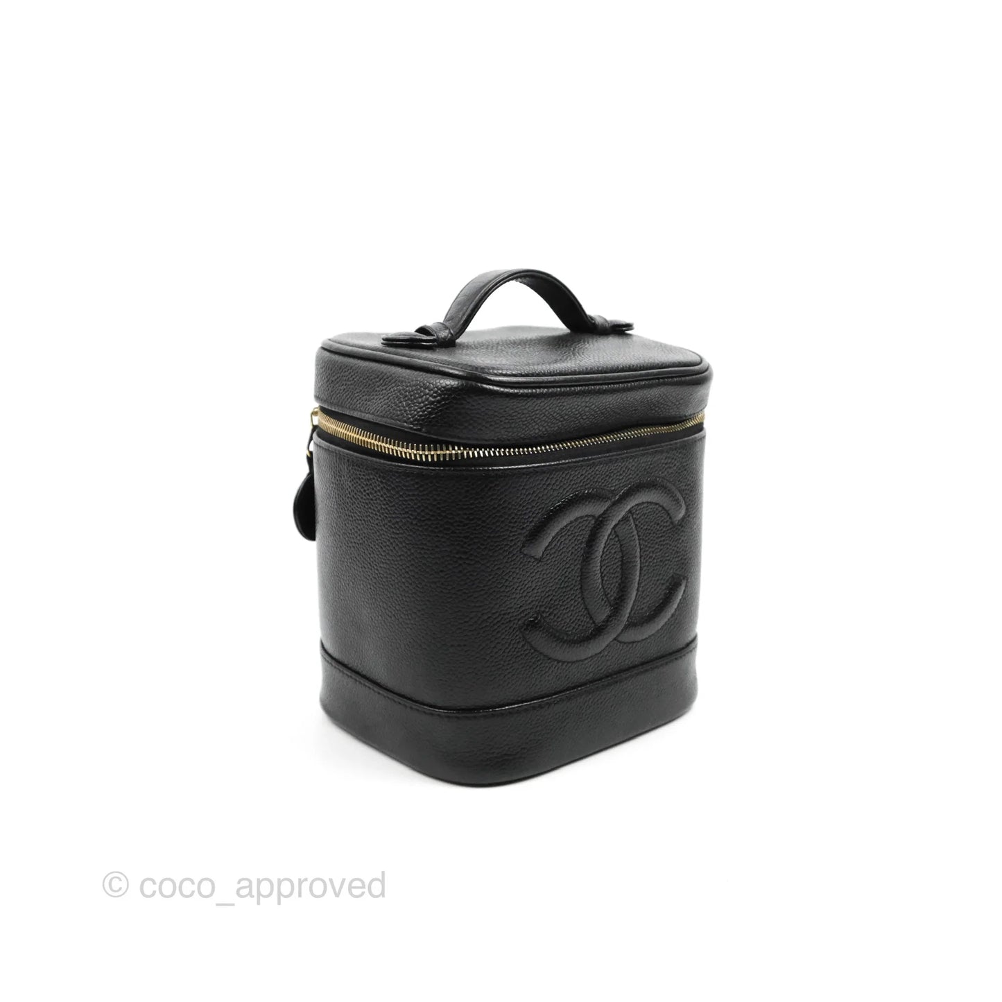 Chanel Vintage Vanity Case Black Caviar Gold Hardware