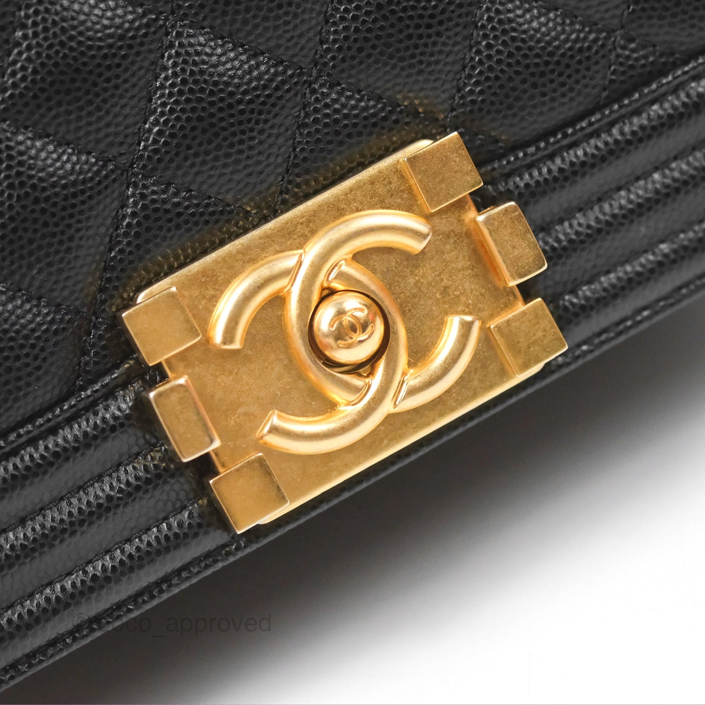 Chanel Small Quilted Boy Black Caviar Gold Hardware