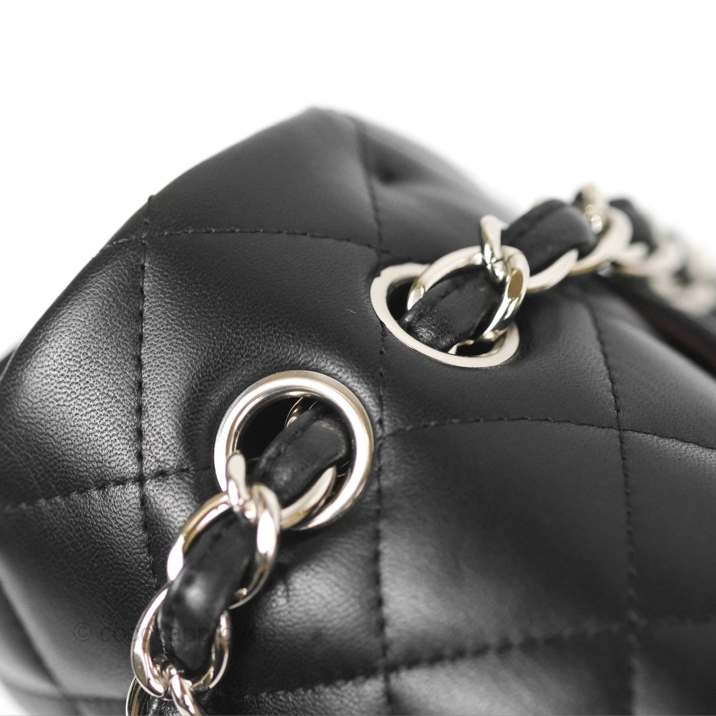 Chanel Quilted Maxi Double Flap Black Lambskin Silver Hardware