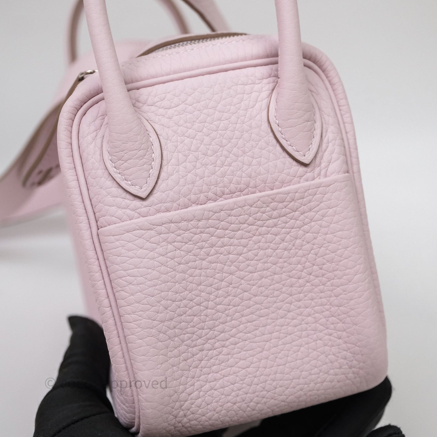 Hermès Mini Lindy 20 Mauve Pâle 09 Clemence Palladium Hardware