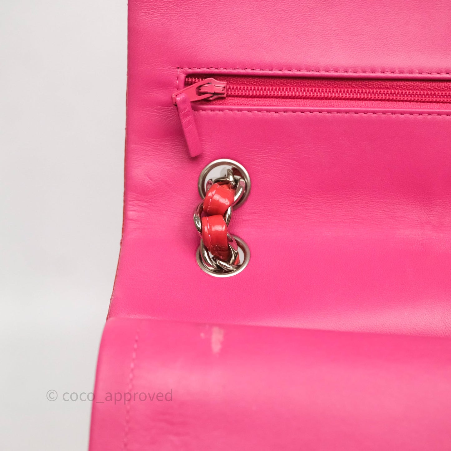 Chanel Jumbo Double Flap Red Orange Patent Silver Hardware⁣⁣