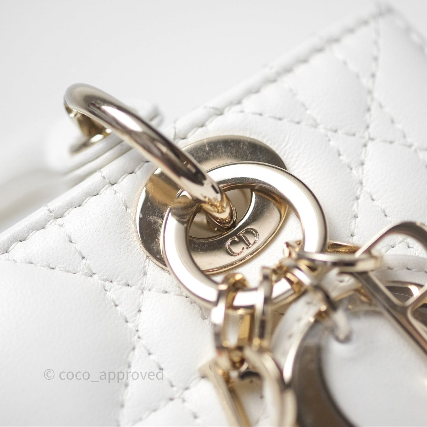 Christian Dior Micro Lady D-Joy Bag Latte Lambskin Cannage Gold Hardware