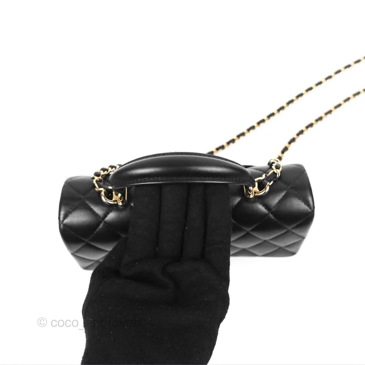 Chanel Top Handle Mini Rectangular Flap Bag Black Lambskin Gold Hardware