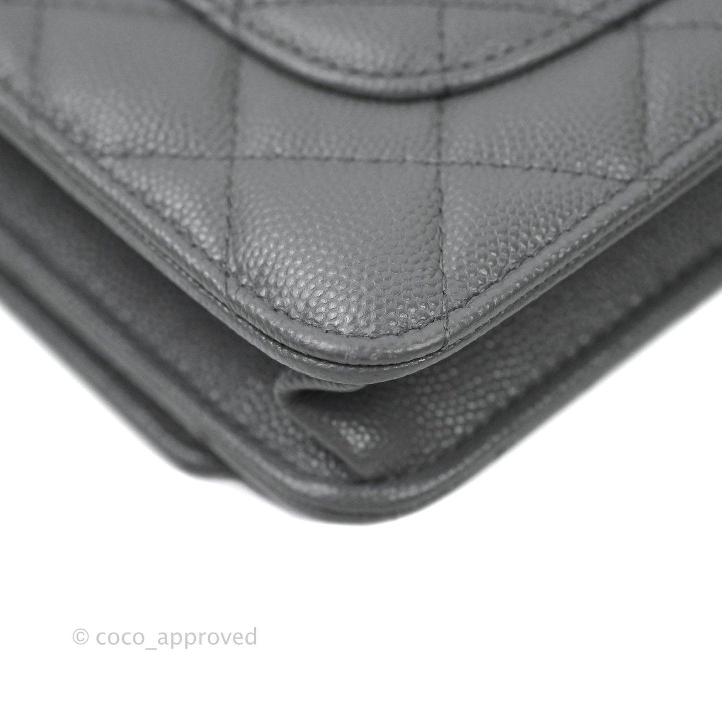 Chanel Wallet On Chain WOC Caviar Grey Gold Hardware