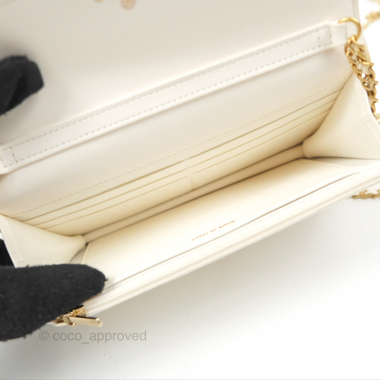 Chanel Quilted WOC White Lambskin Gold Hardware With Charms