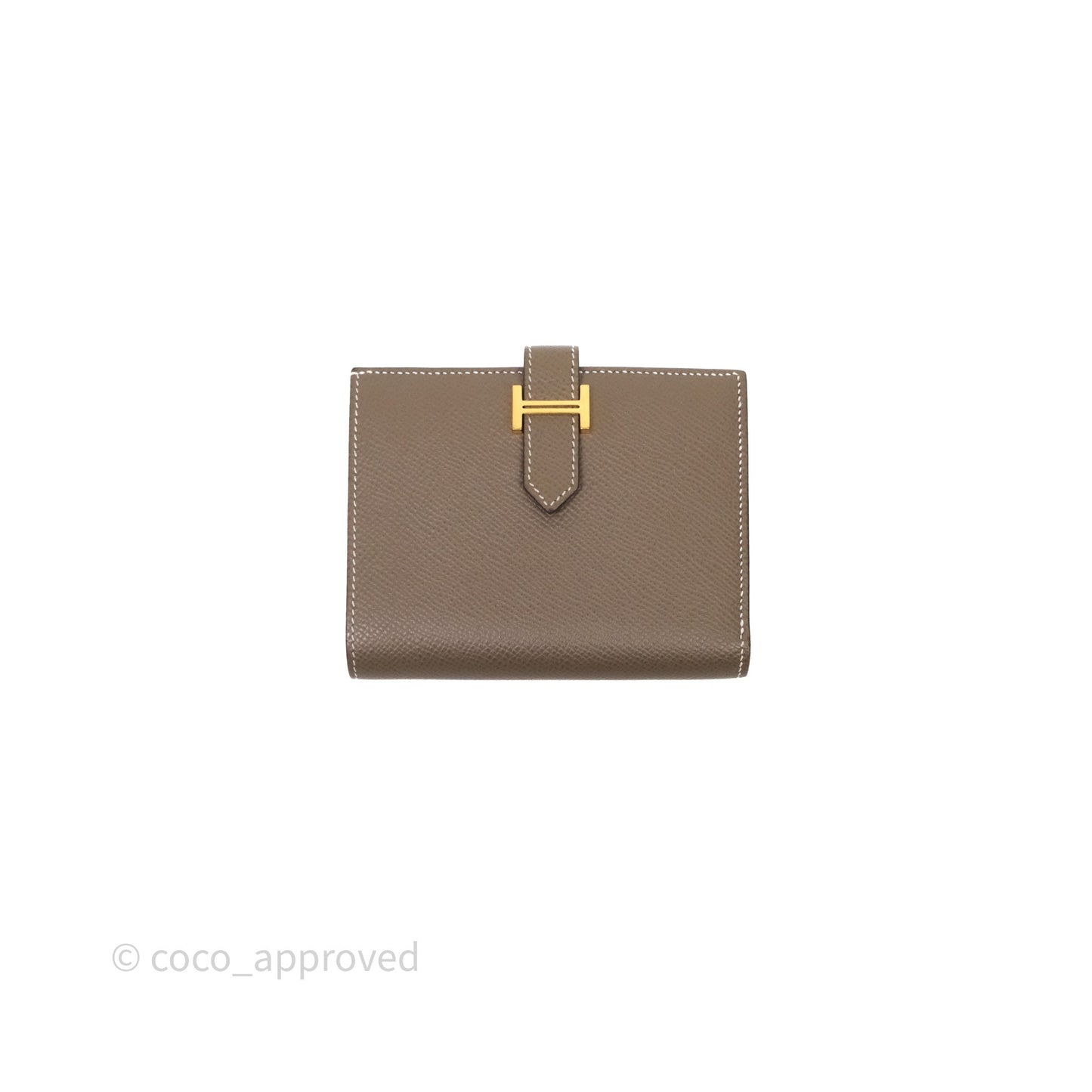 Hermès Bearn Compact Wallet Etoupe Epsom Gold Hardware