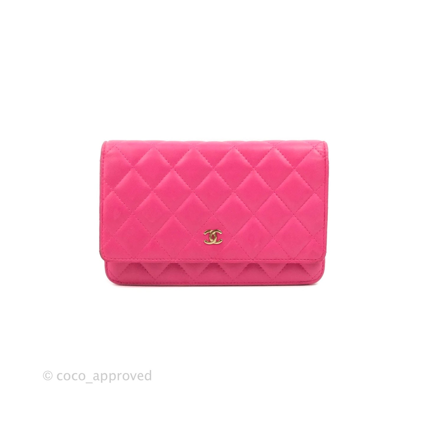 Chanel Quilted Wallet on Chain WOC Pink Lambskin Gold Hardware
