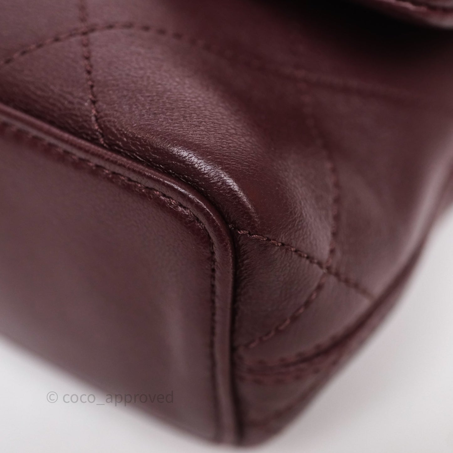 Chanel Quilted Shoulder Flap Bag Red Burgundy Lambskin Gold Hardware