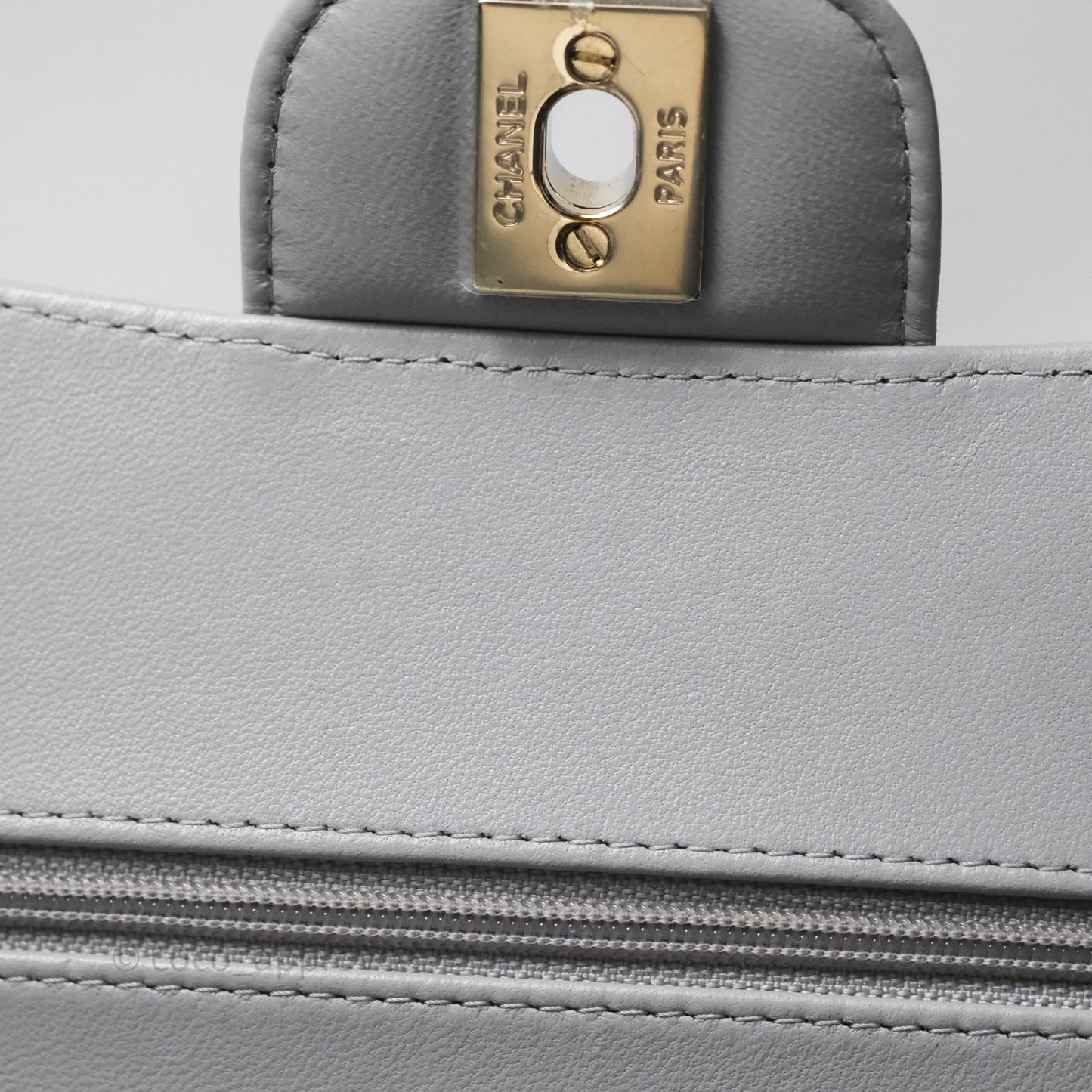 Chanel Classic Small Flap Chevron Grey Lambskin Gold Hardware