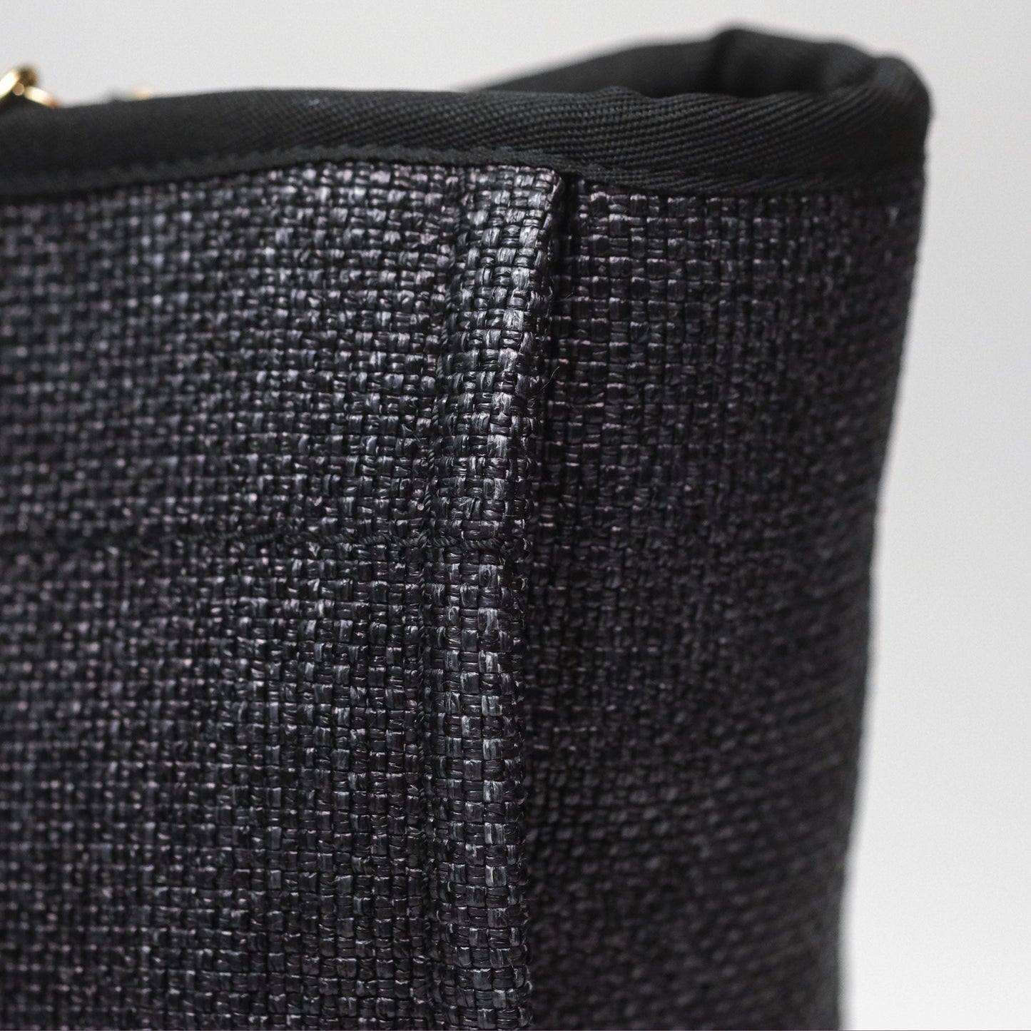 Chanel Medium Deauville Tote Black Canvas Gold Hardware