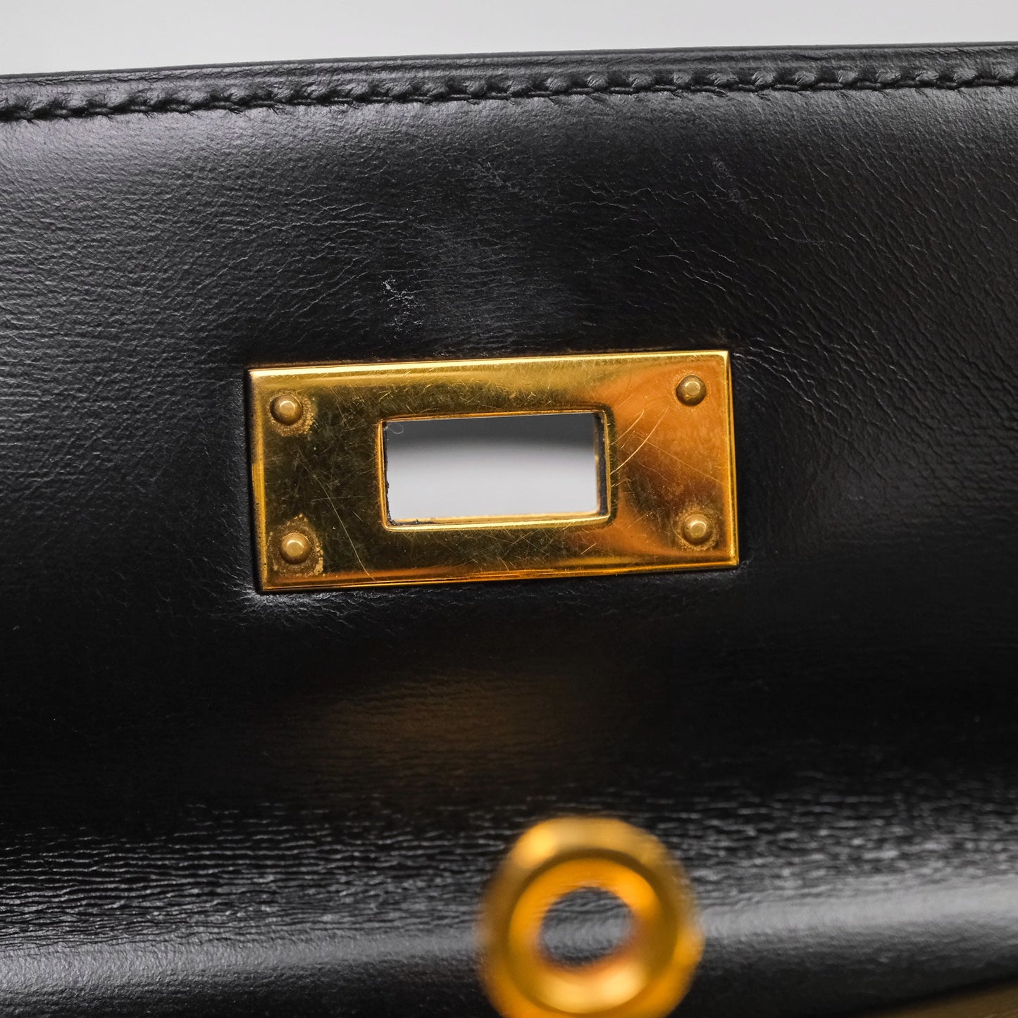 Hermès Vintage Kelly 28 Sellier Black Noir 89 Box Leather Gold Hardware