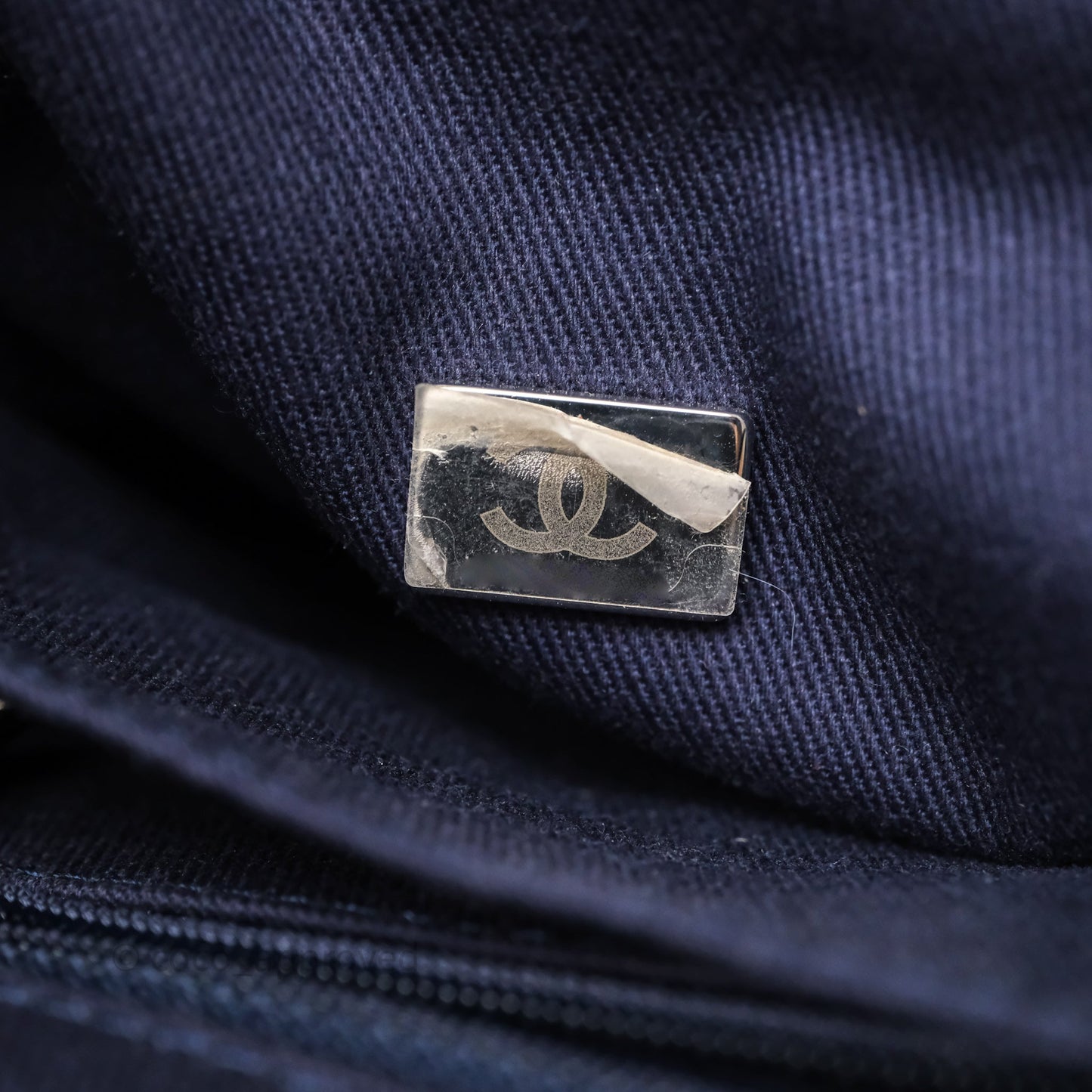 Chanel Large Deauville Navy Canvas Silver Hardware