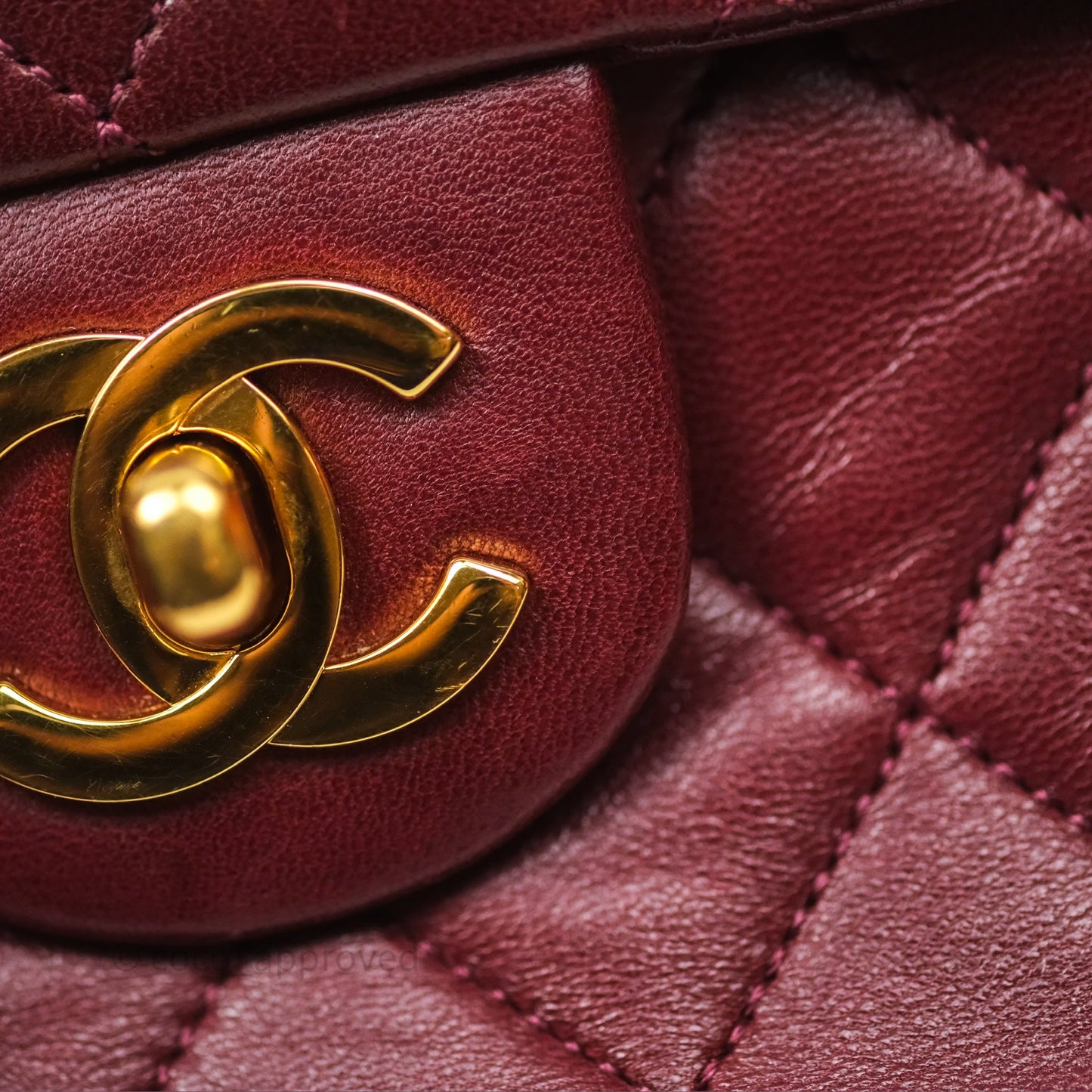 Chanel Vintage Mini Square Burgundy Lambskin 24K Gold Hardware