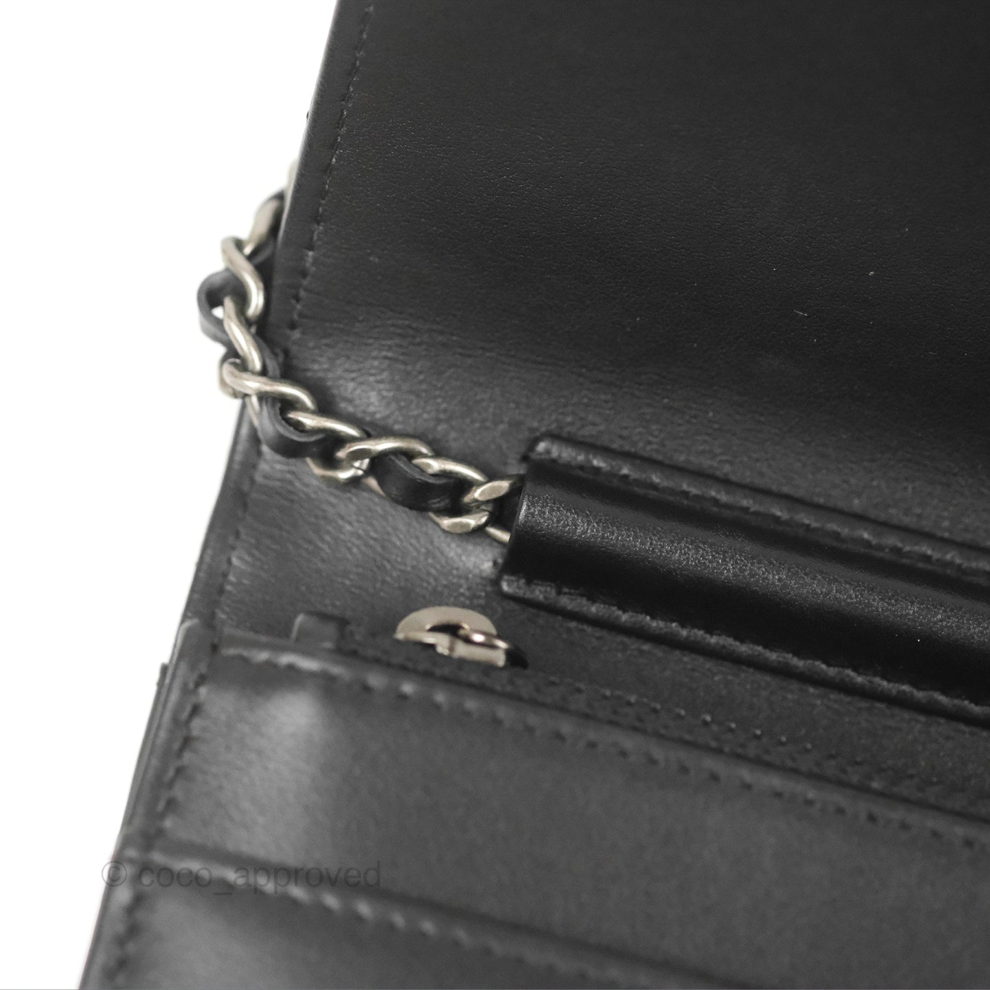 Chanel Chevron Wallet on Chain WOC Black Calfskin Gold Hardware