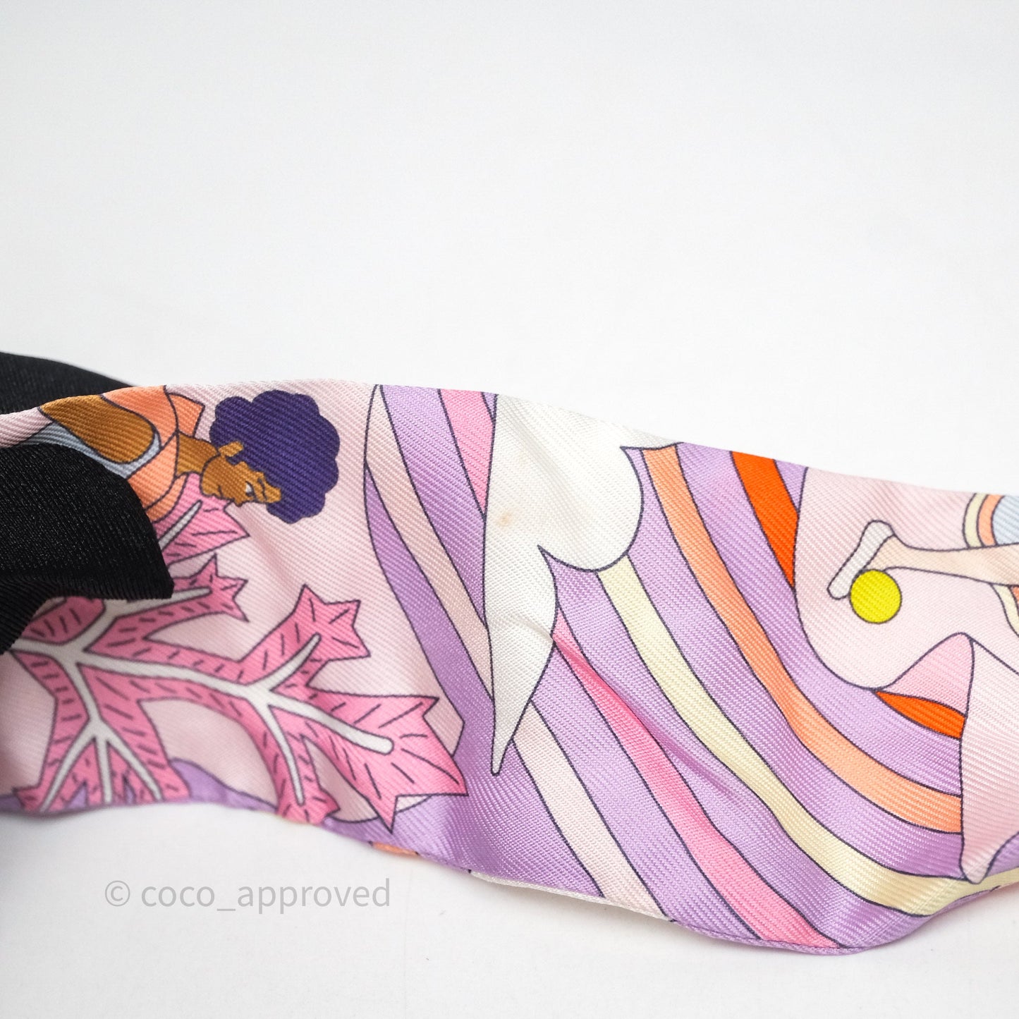 Hermes Silk Carres Volants Twilly Lilas/Rose Pâle/ Orange