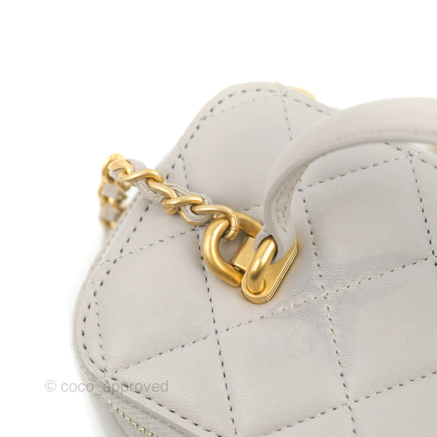 Chanel Vanity Rectangular Top Handle Grey Lambskin Gold Hardware