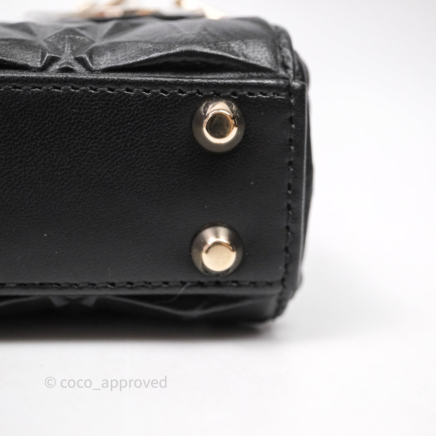 Dior Mirco Lady Dior Black Cannage Calfskin with Diamond Motif Gold Hardware