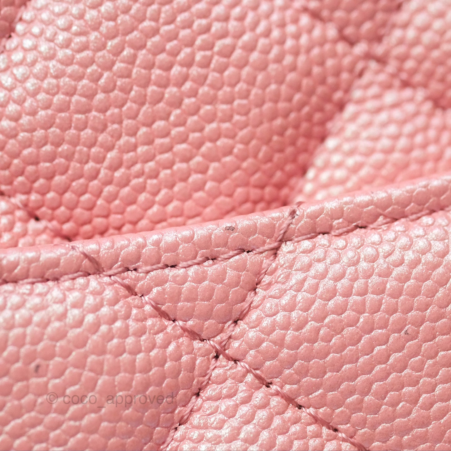 Chanel Classic Quilted Wallet on Chain WOC Iridescent Pink Caviar Gold Hardware